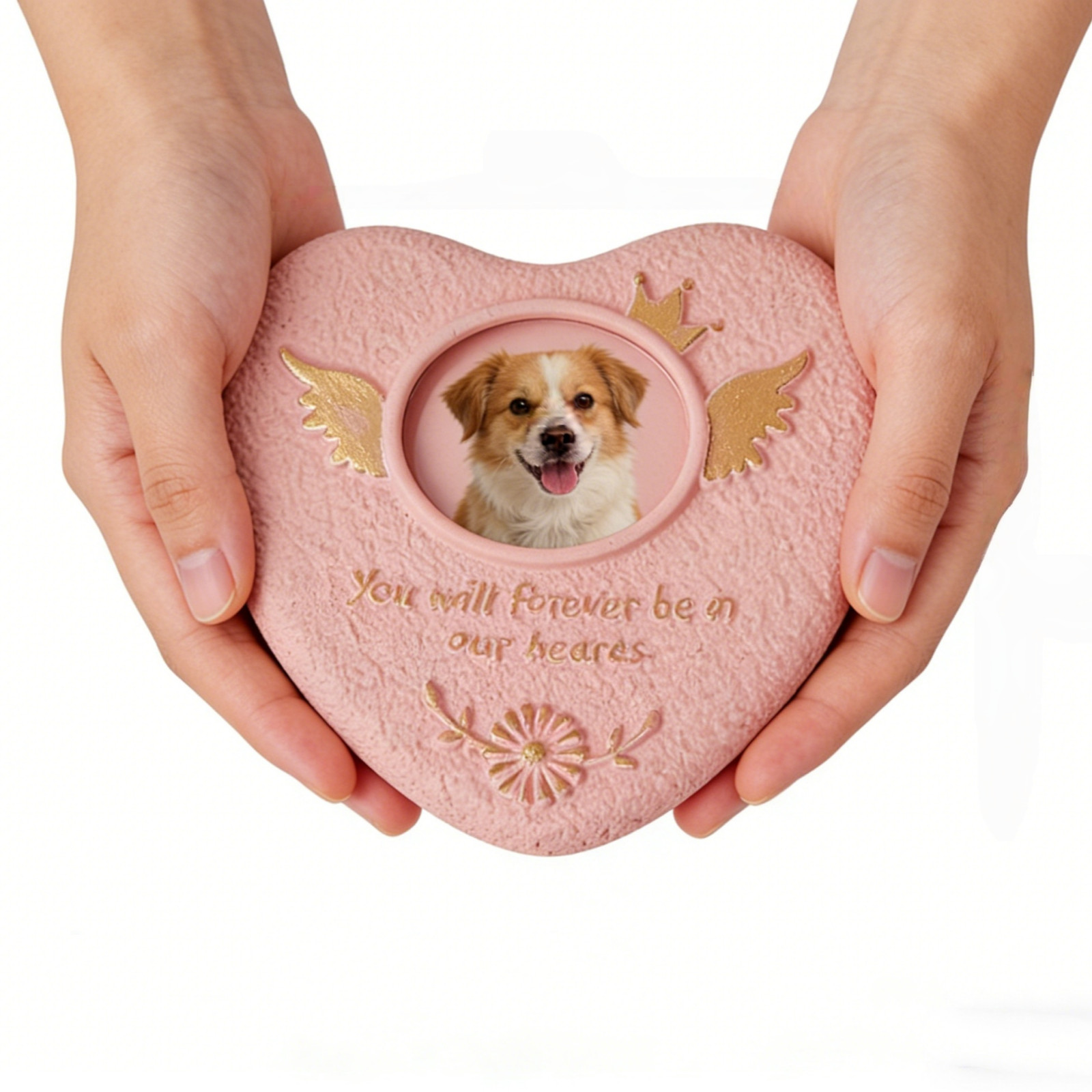 Heart/Paw Shaped Pet Memorial Stone,Personalized Dog Cat Grave Marker with Photo