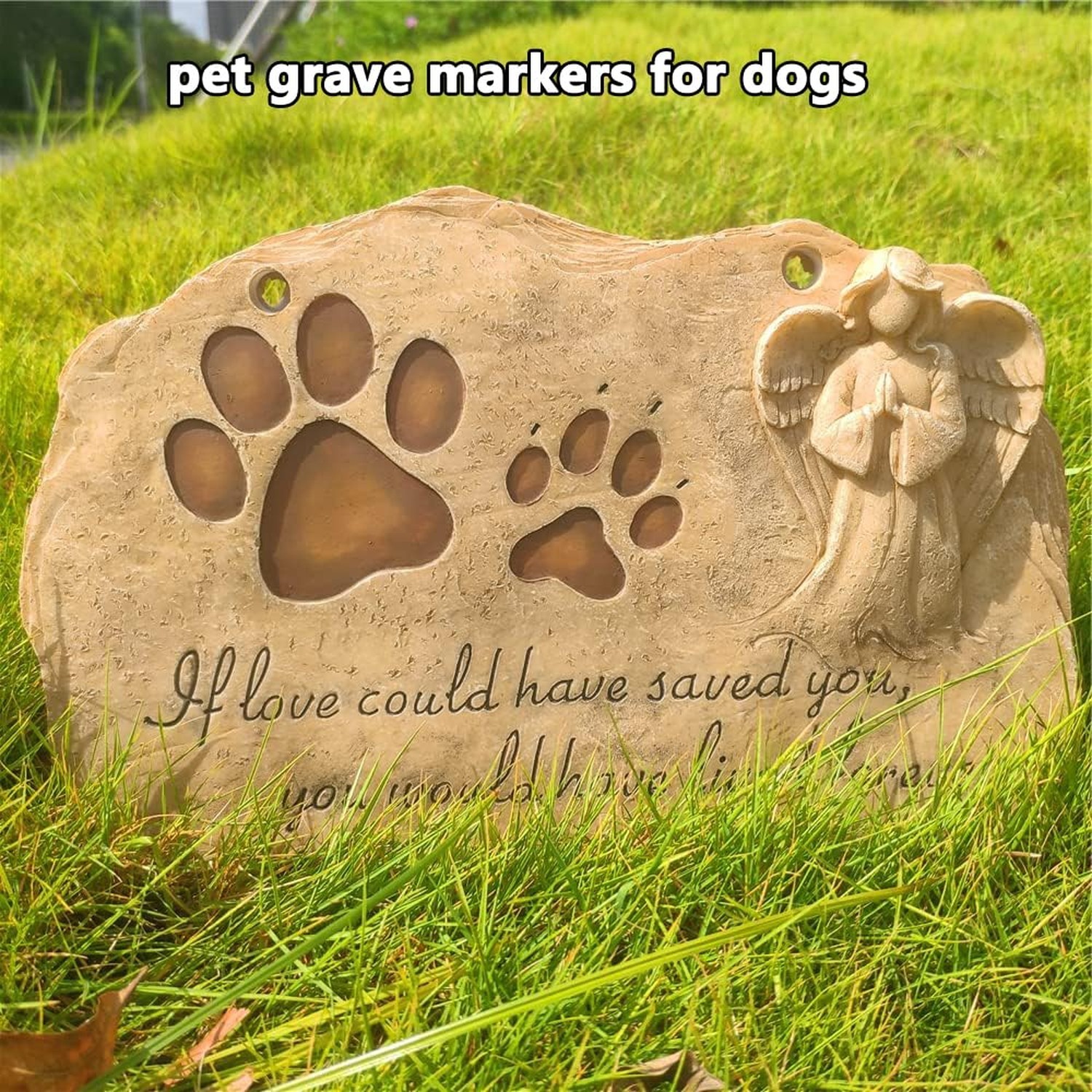 jinhuoba Pet Dog Memorial Stones Headstones Plaques with Angel, Sympathy Paw …