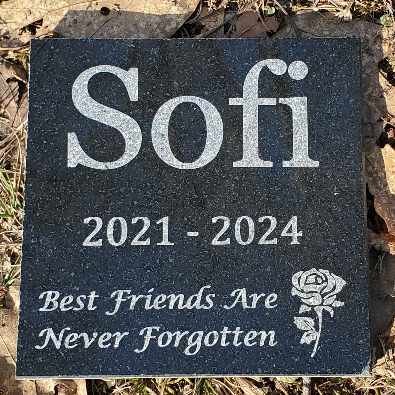 Pet Memorial Grave Marker Garden Stone Headstone 6×6 Granite Cemetary Plaque d4