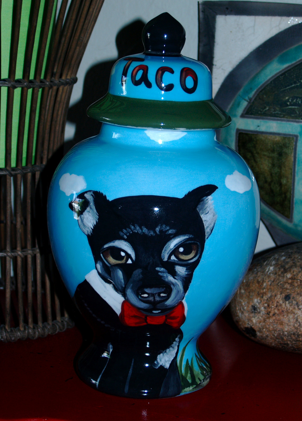 Custom Portrait MEMORIAL Pet URN DOG hound cremation ASH Hand Painted ALL Breeds
