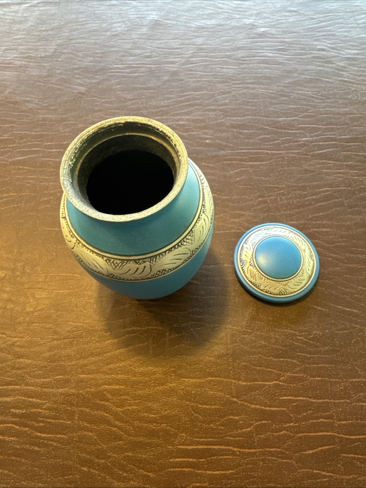 Silver Banded Blue Pet Urn For Dogs or Cats