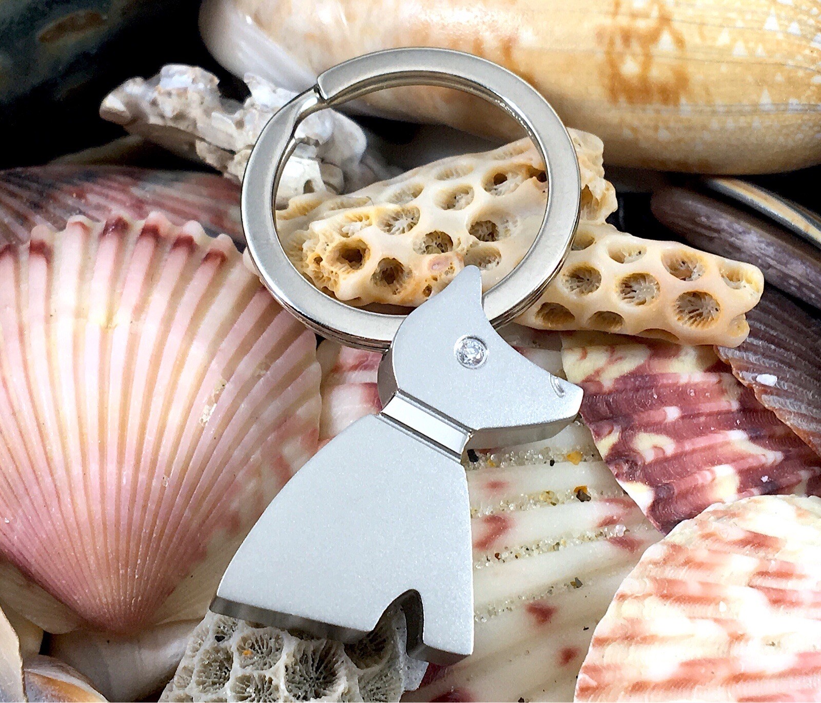 Dog Cremation Pendant Urn Keychain 1″ Key Ring for Ashes Crystal Eye Keyring