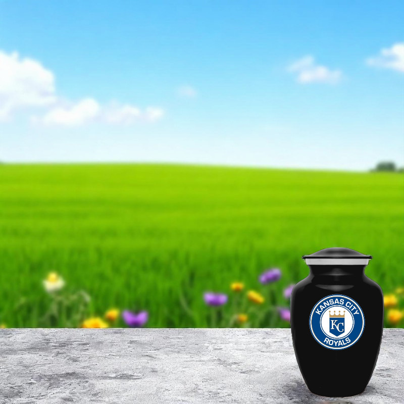 Black Kansas City Royals Baseball Style Cremation Urn Adult Ashes Metal Urns