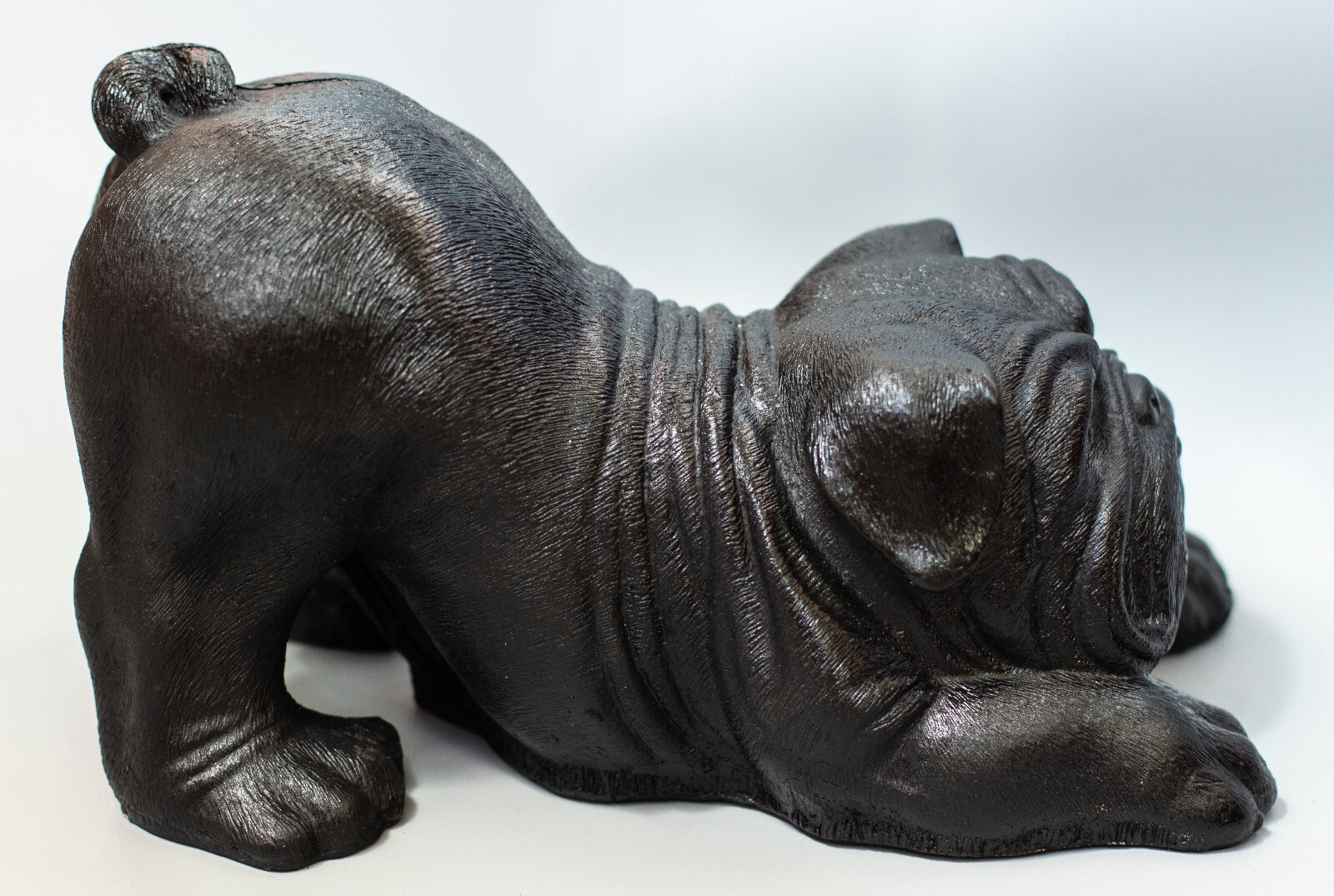 English Bulldog Urn Black Pet Ashes Dog Sculpture Outdoor Keepsake Memorial Gift