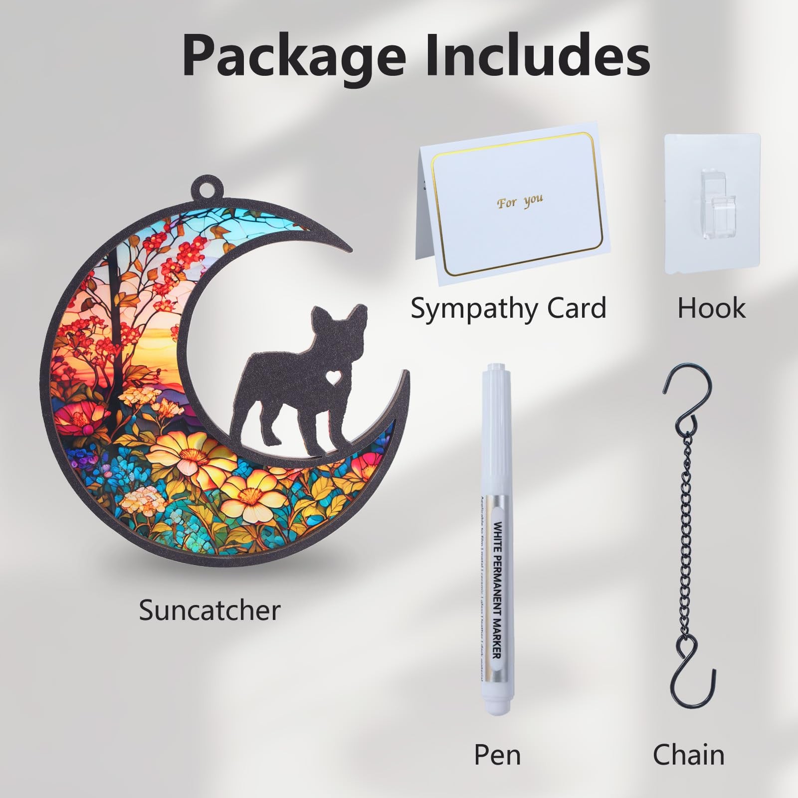 DIY French Bulldog Memorial Suncatcher with Sympathy Card, Dog Gifts for Loss
