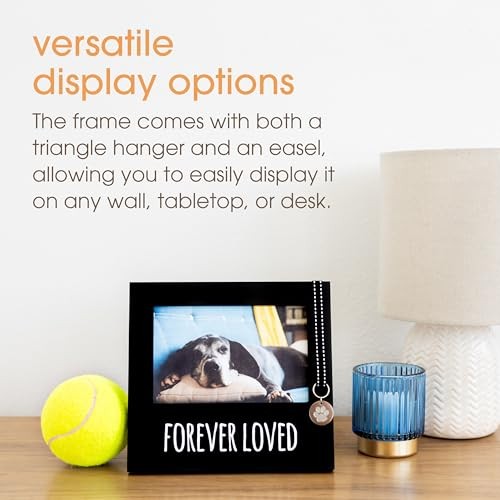 Pearhead Pet Memorial Picture Frame Forever Loved Dog Remembrance Keepsake Black