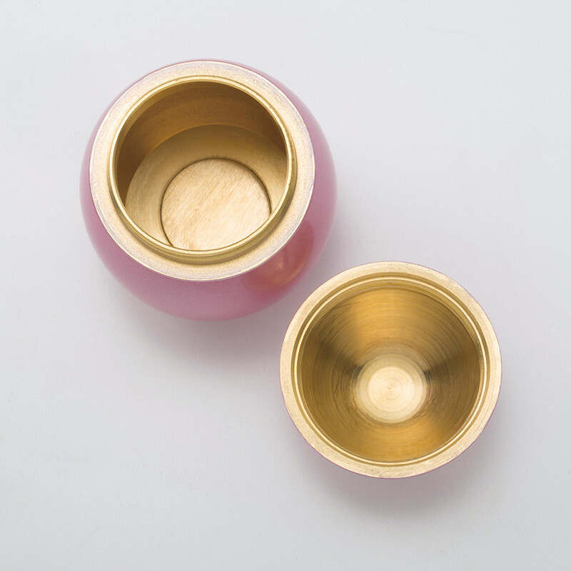 Popo Color:Pink Small Keepsake Urn for Human Ashes Brass with Mini Pouch