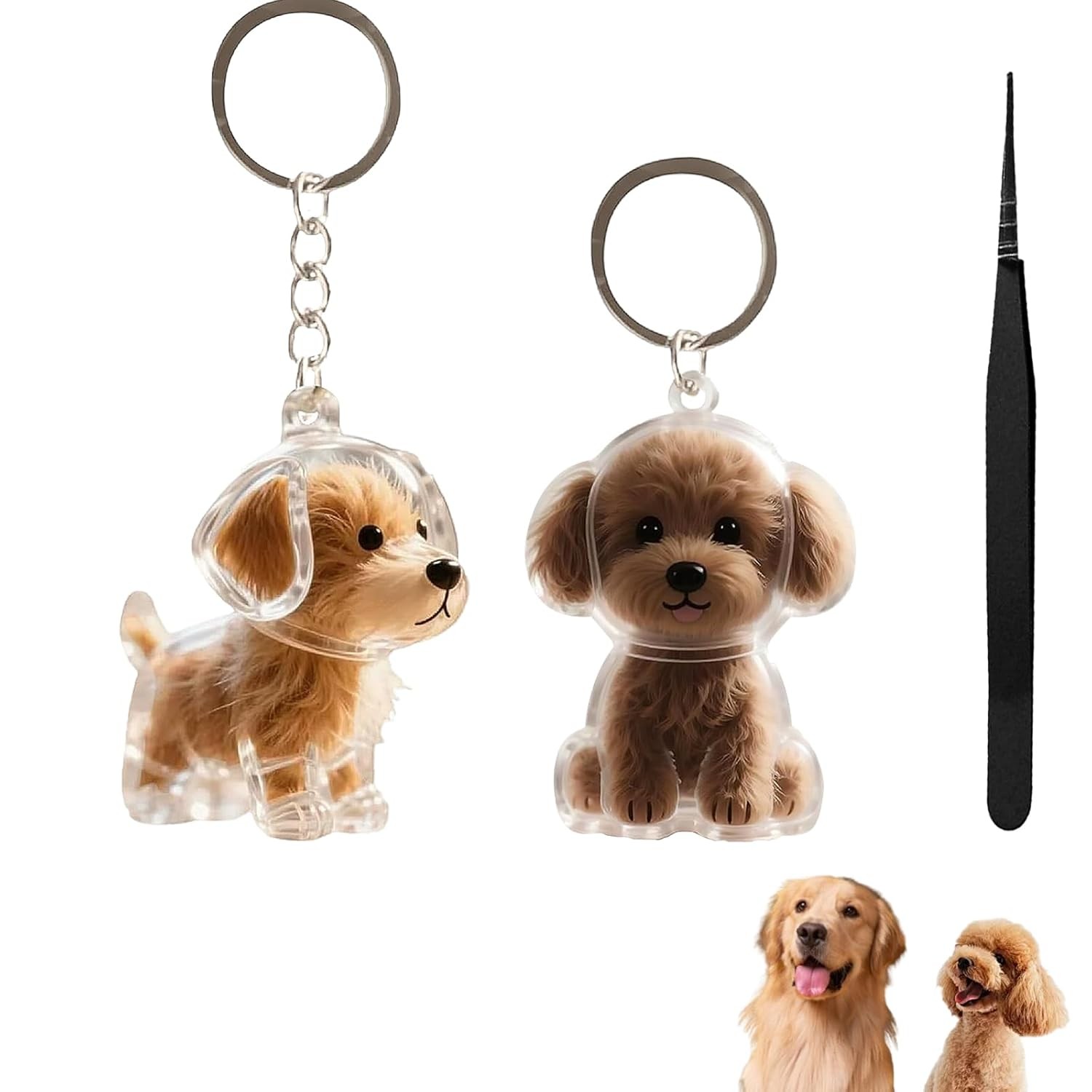 Dog Hair Memorial Keychain Pet Keepsake Storage Box 2 Pack Gift for Loss