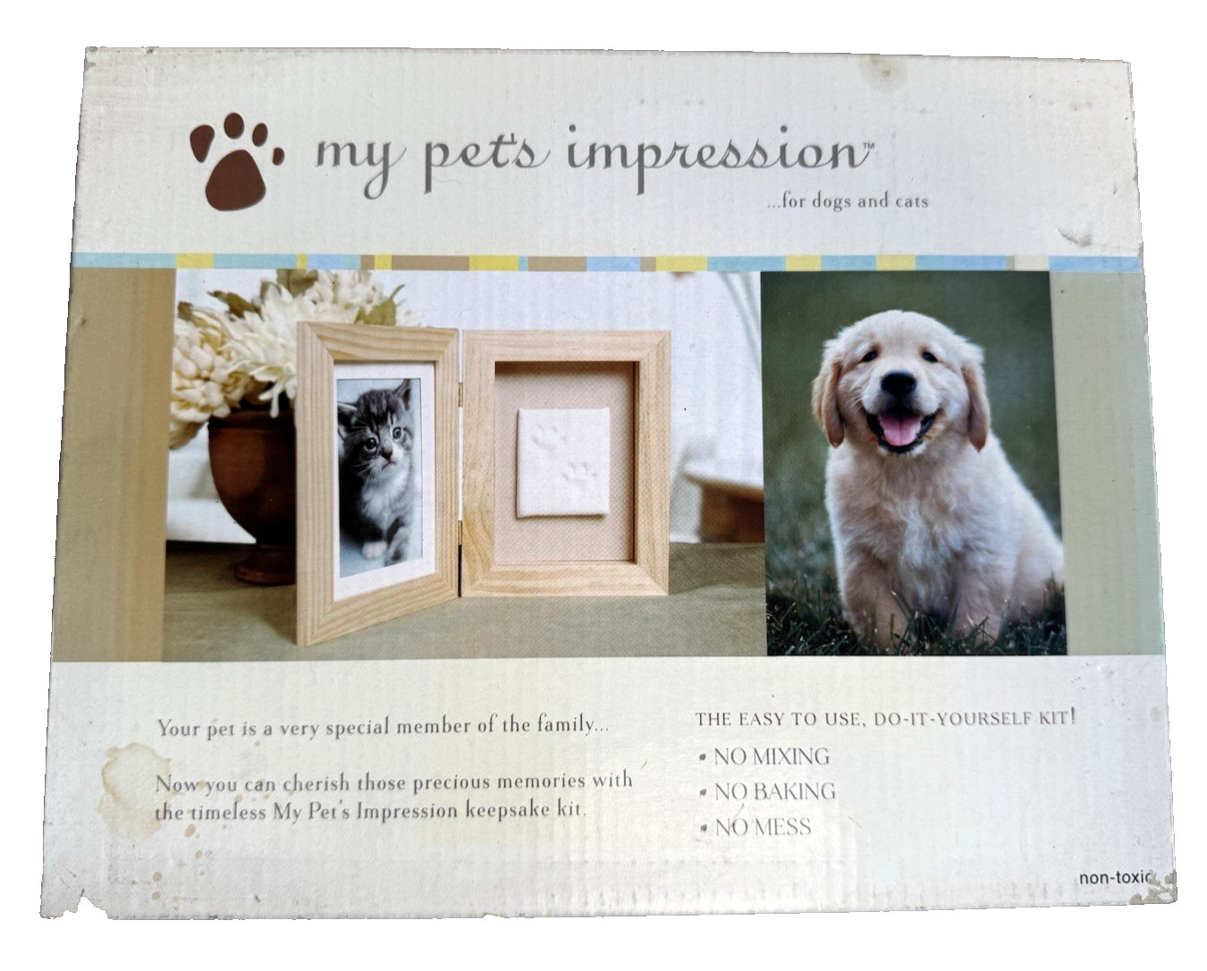 My Pets Impression Memorial Cat Dog Picture Keepsake Paw Print Kit No Mix No Mes