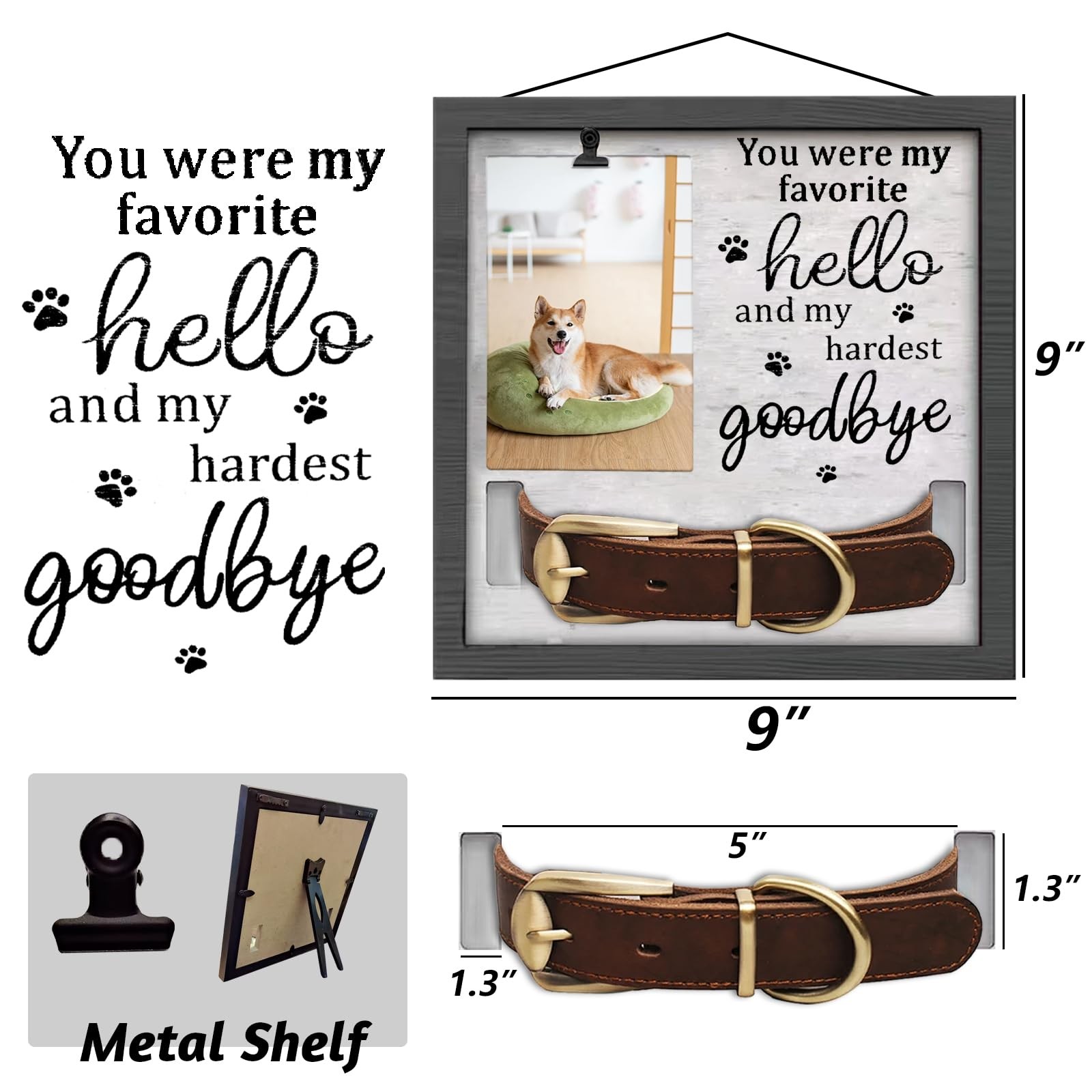 Cupdarow Pet Memorial Frames for Loss of Dog, in Memory 9×9 inches, Black