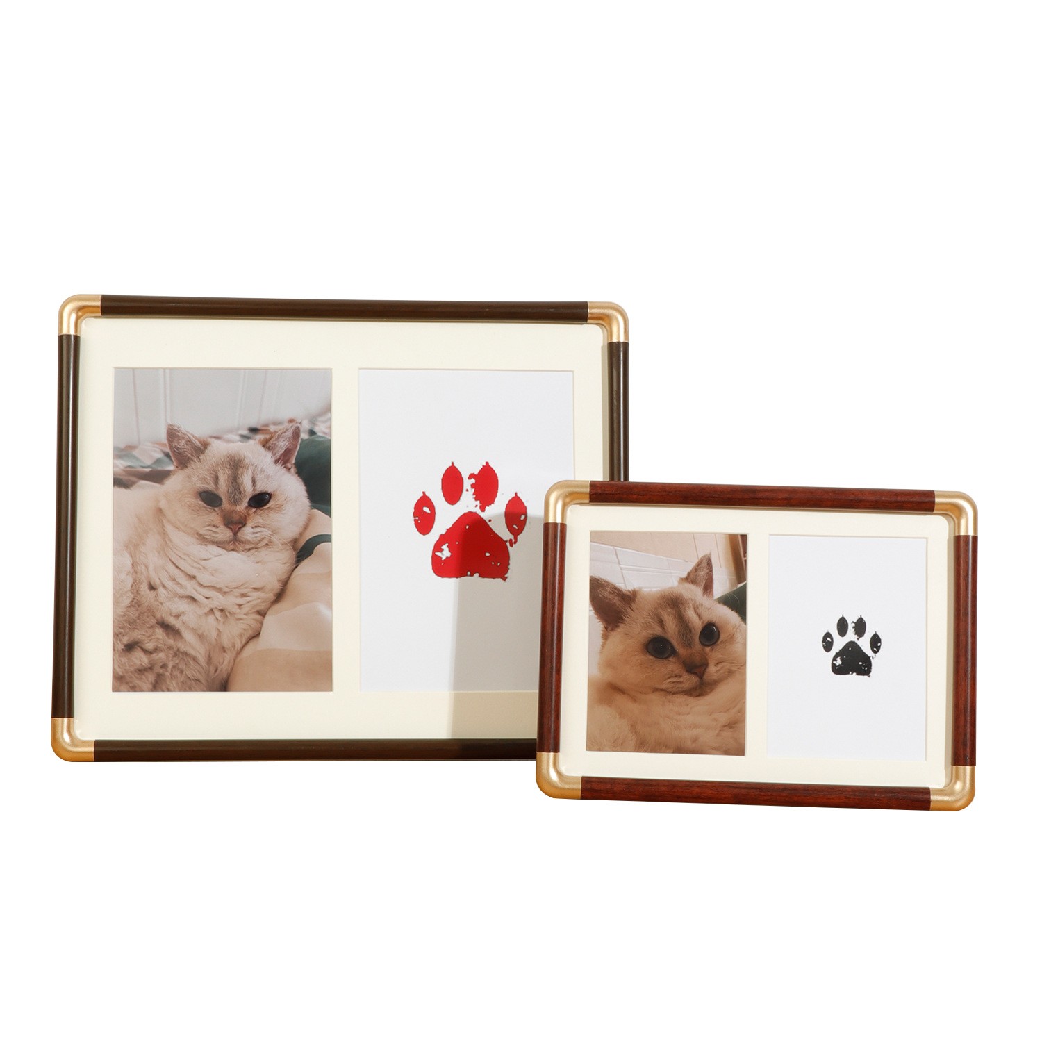7/8/10″ Pet Paw Print Memorial Frame Cat Dog Inkless Pad Bronze Corner Display