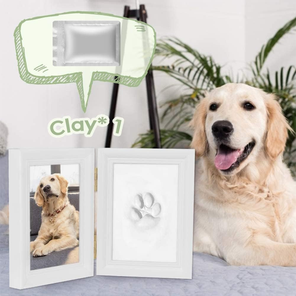 Pet Pawprint Keepsake Kit, Picture Frame Clay Imprint, Gift for Dogs Pet lovers