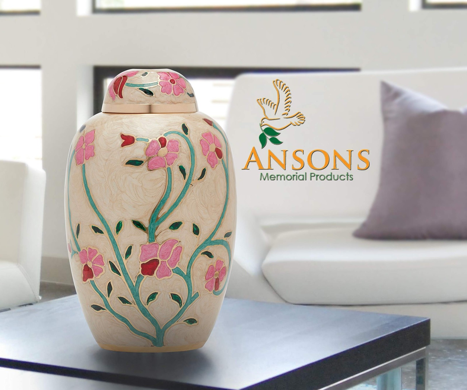 Cremation Urn – Flower Funeral Urn for Human Ashes – Burial urn with Lacquer …