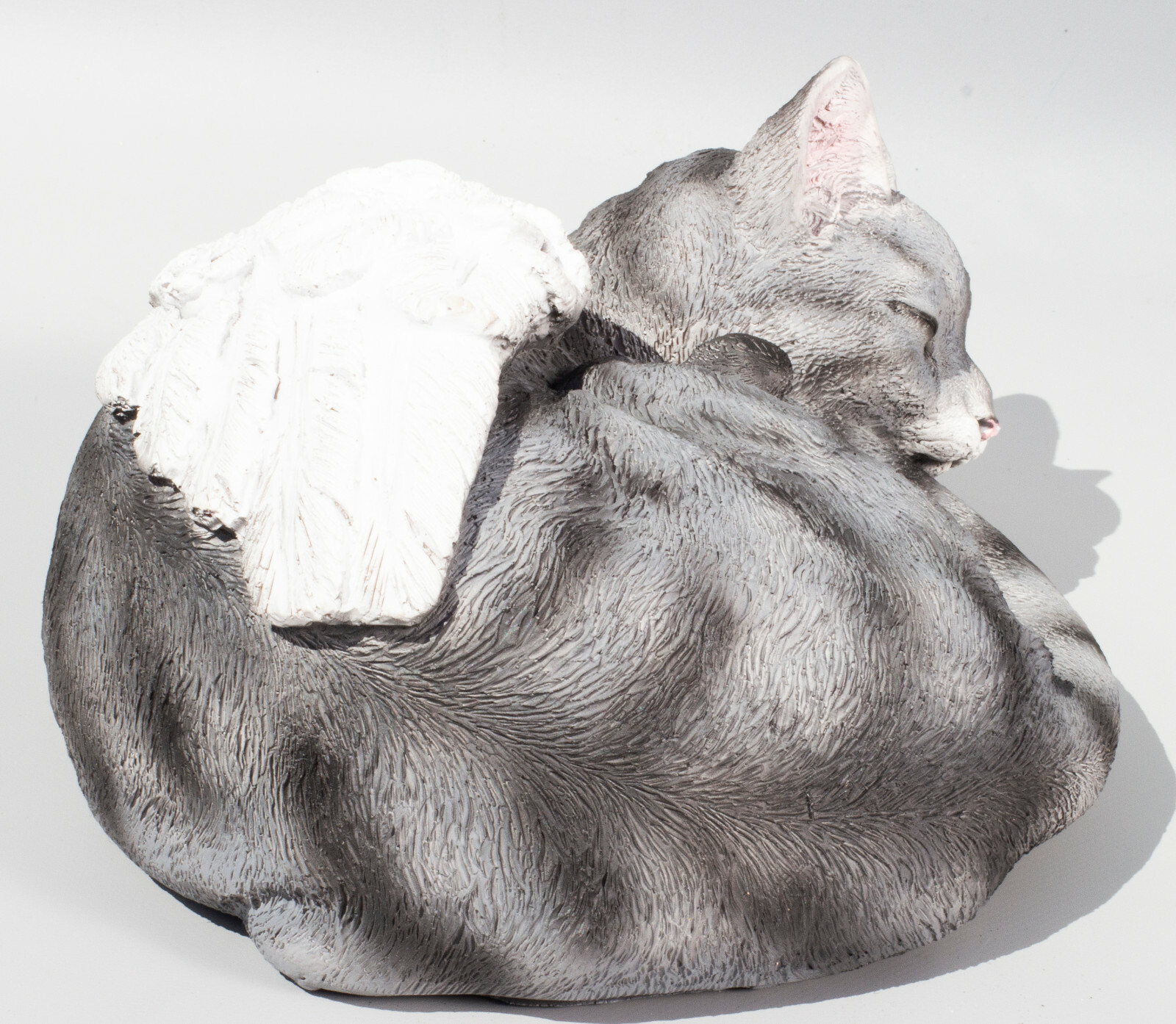 Angel Wings Cat Memorial Statue Sleeping Pet Garden Decor Outdoor Custom Painted