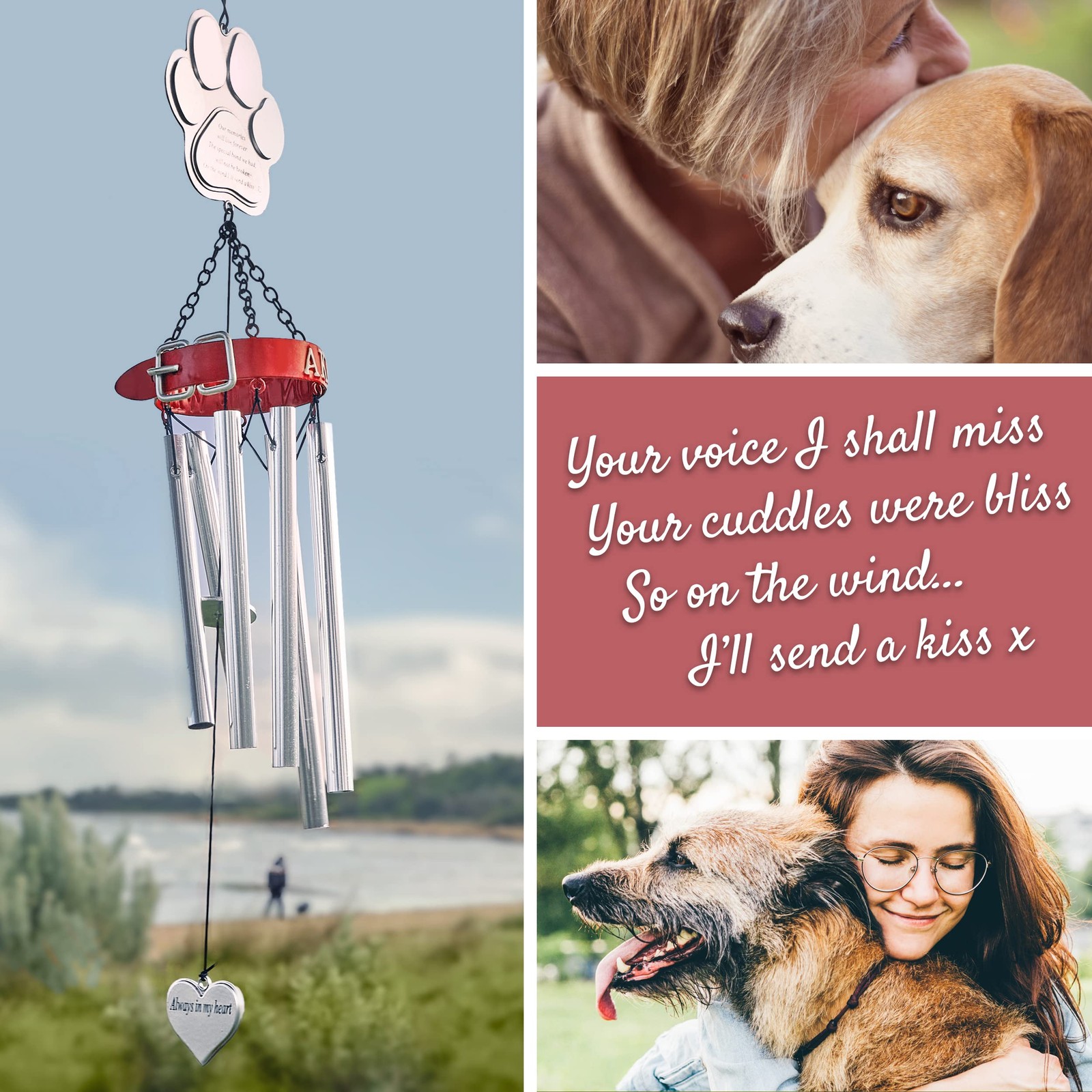 Pet Memorial Wind Chimes – 19″ Rainbow Bridge Pet Memorial Gifts, Thoughtful …