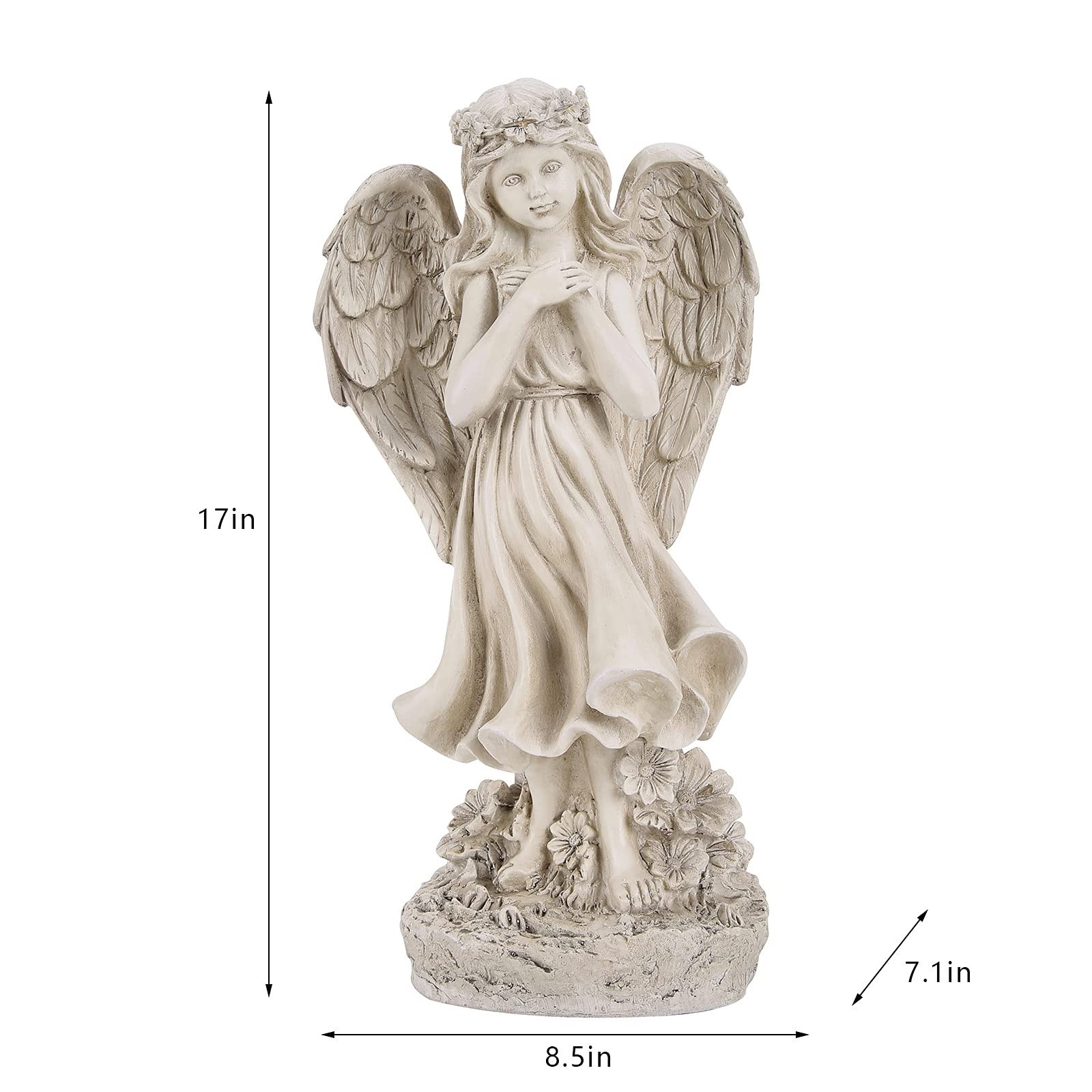 Garden Angel Figurines, Light Up Praying Angel Statues Outdoor Statue with So…