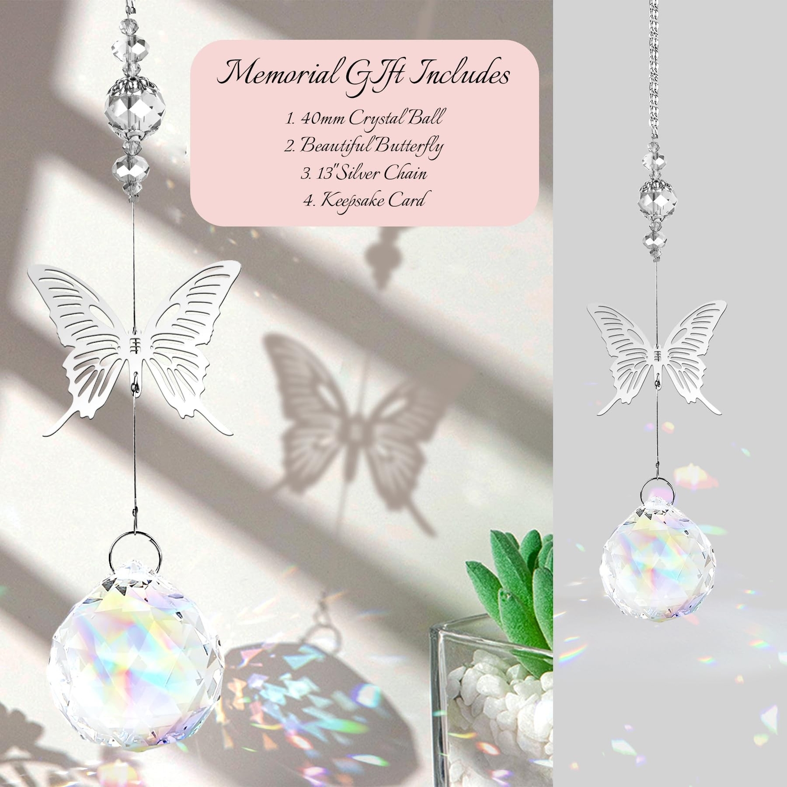 Modern Memorial Gifts: Unique Bereavement Ideas – 40mm Crystal Ball Suncatche…