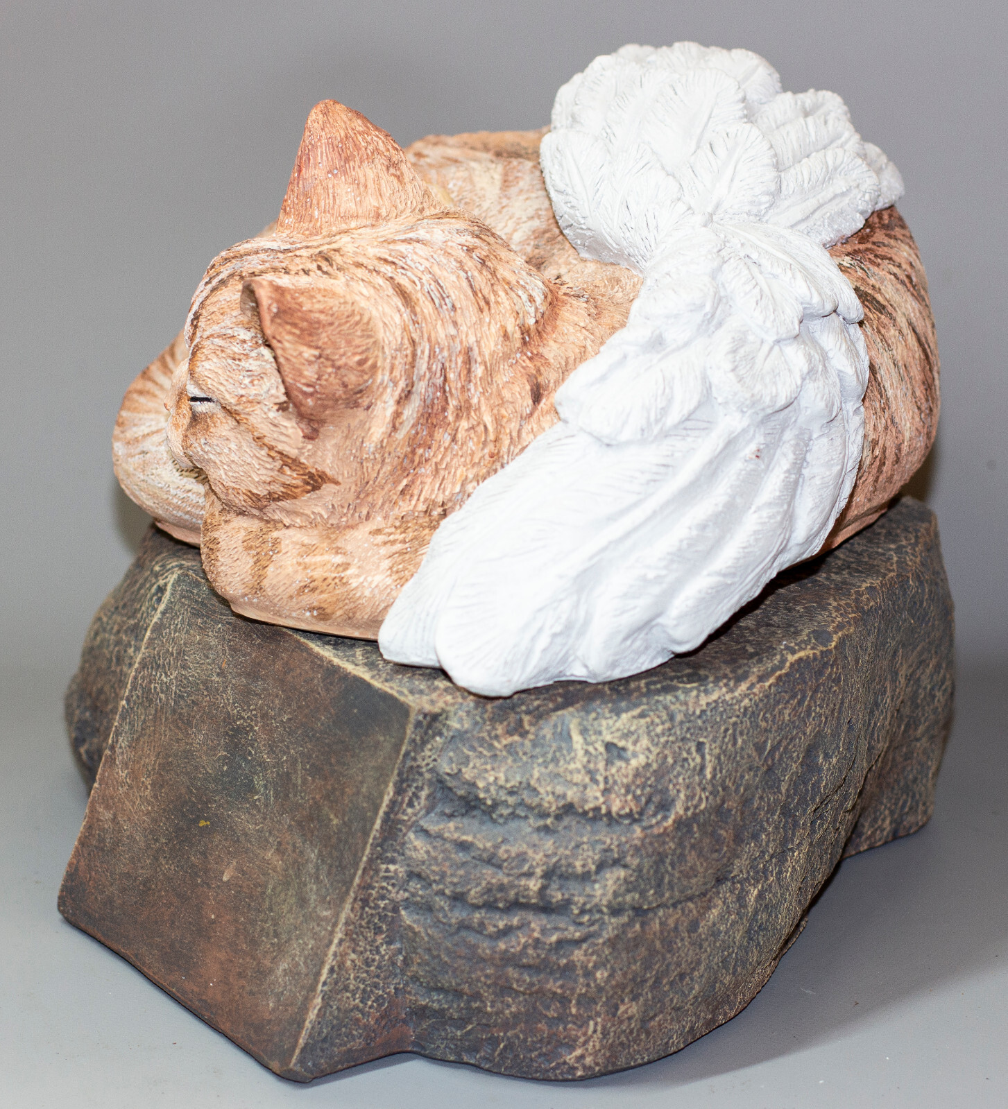 Unique Grave Stone Orange Cat Angel Memorial Urn Pet Ashes Statue Tribute Plaque