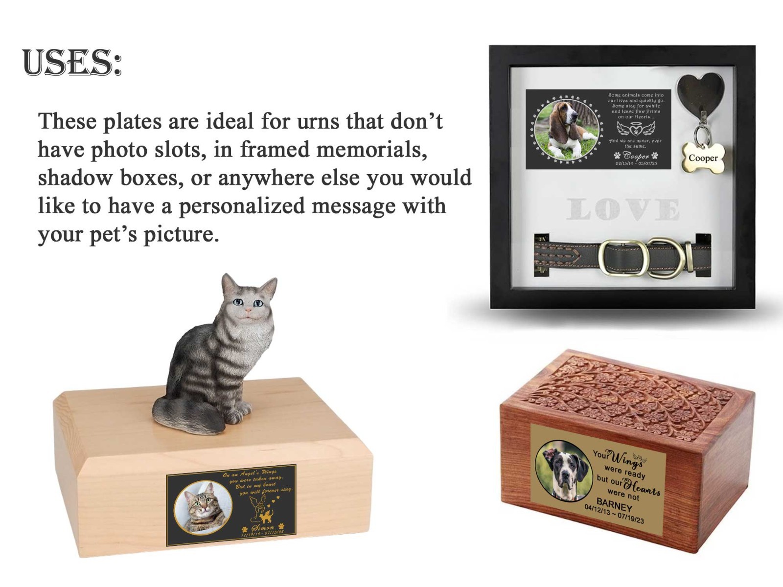 Custom Engraved Photo Frame Name Plate, Pet Loss Memorial Plaque, Dog, Cat, Any