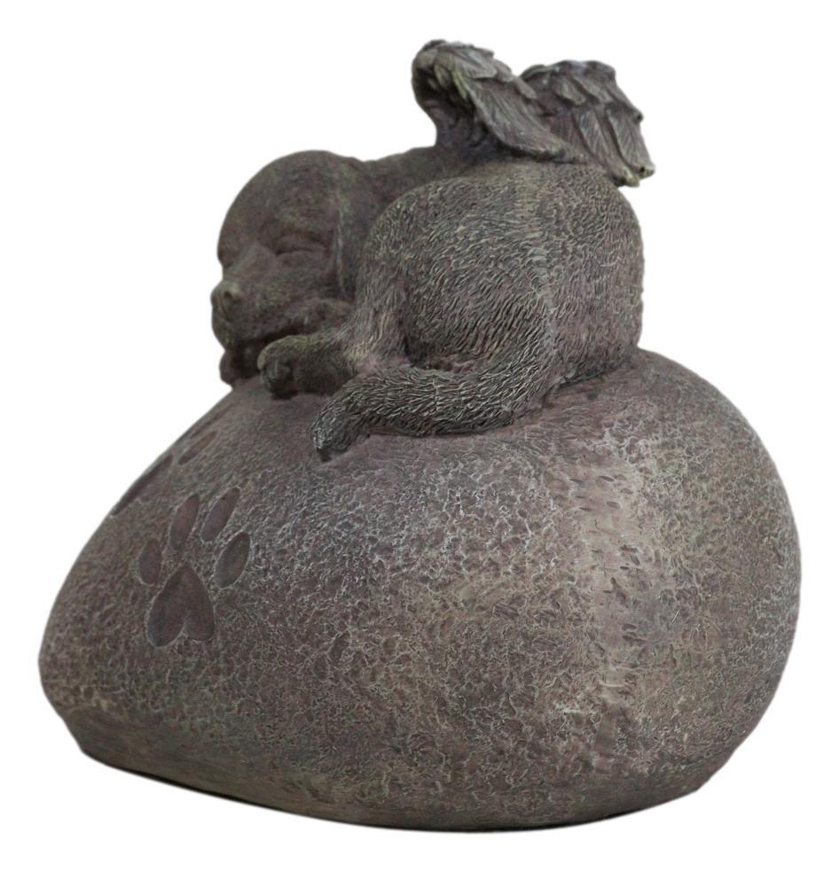 Angelic Labrador Dog Sleeping On Heart Stone Cremation Urn Pet Memorial Statue