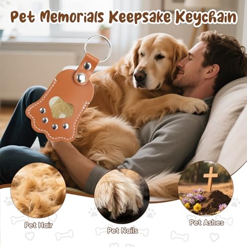 Dog Paw Fur Keychain, Dog Cat Hair Collector – Pet Memorial Gift, Cat Brown