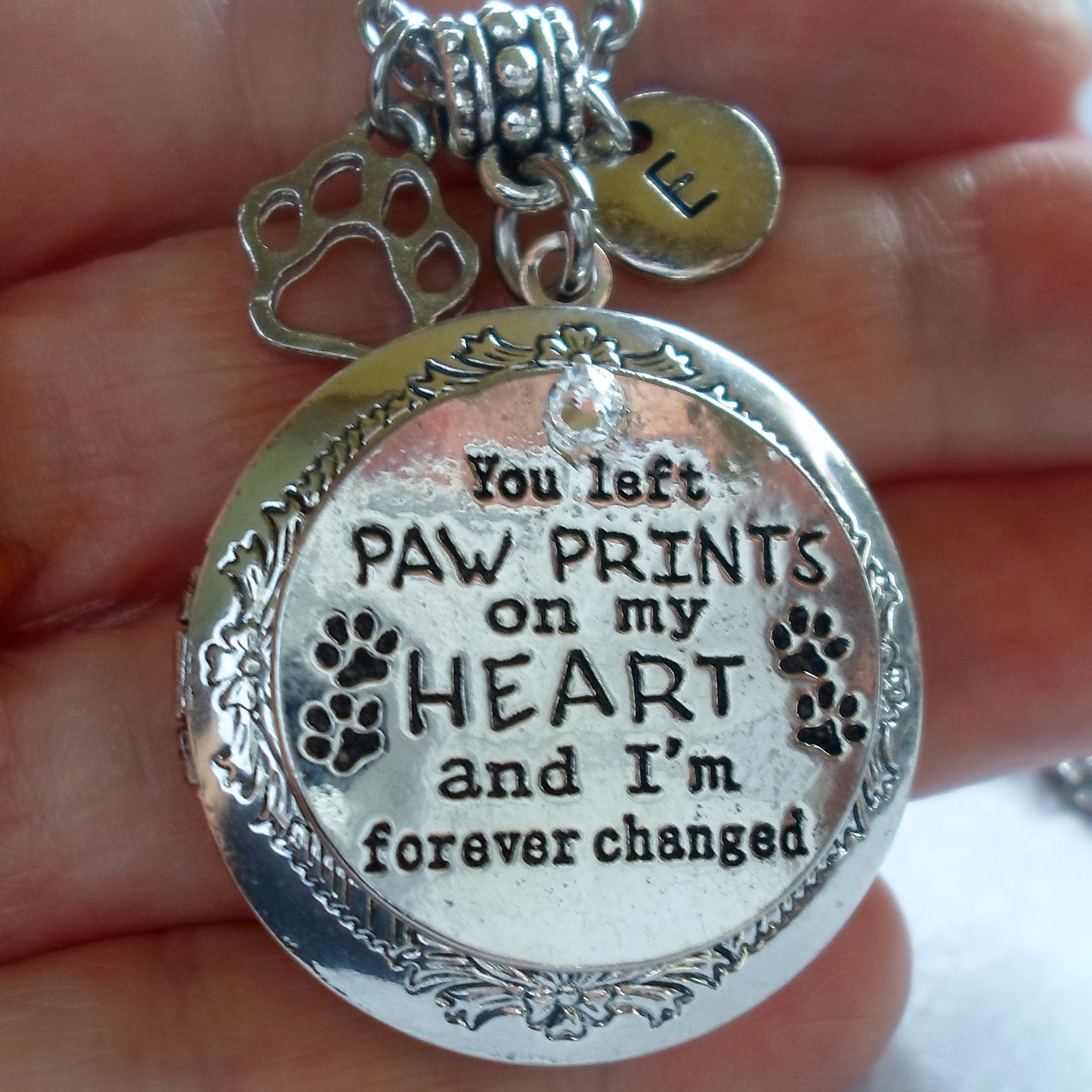 You Left Paw Prints on My Heart Pet Memorial Locket with Your Photo, Cat, Dog
