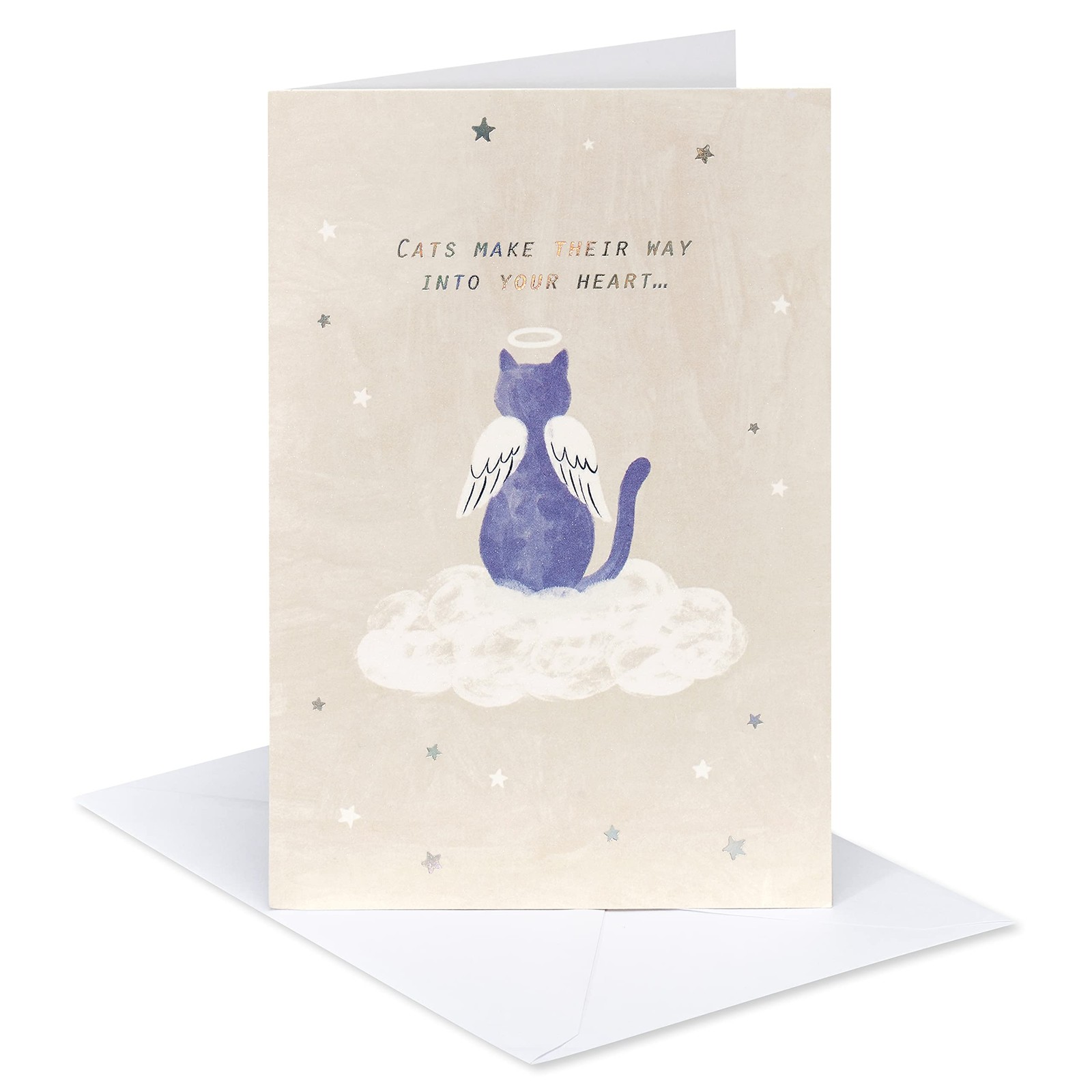 Pet Condolence Card for Cat Lovers, Memorial Keepsake, Grieving Gift, Beige