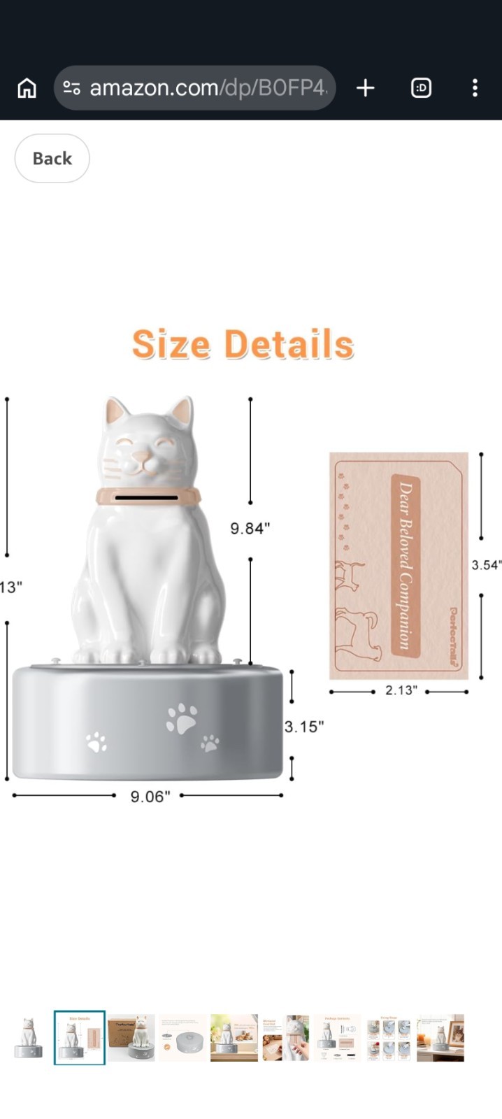 PerfecTails Cat Urn, Large Urns for Ashes, Waterproof Pet White
