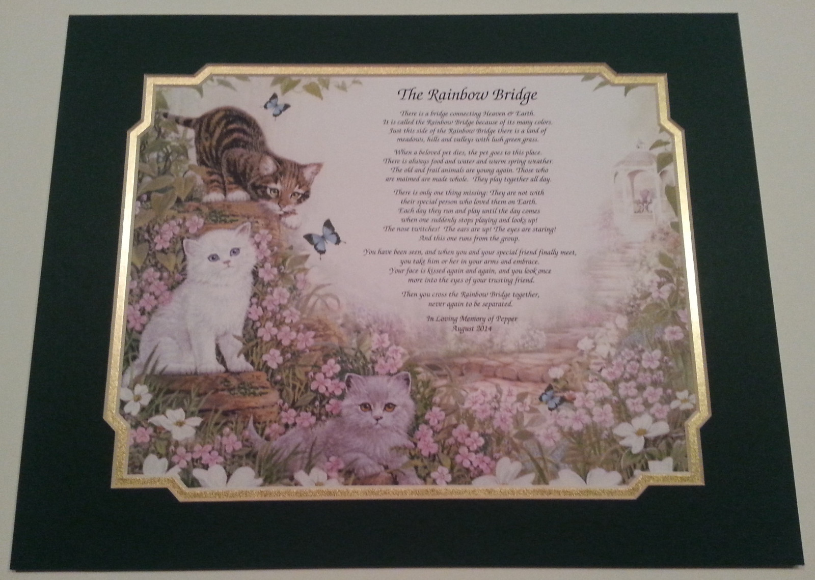 “The Rainbow Bridge” Personalized Pet Memorial Poem For Loss of a Beloved Cat