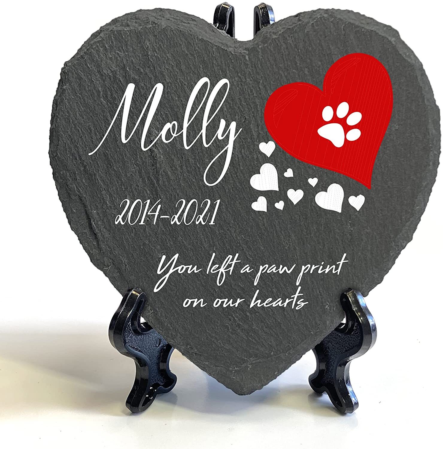 Personalised Pet Memorial Heart Plaque Grave Marker Cat Dog Hamster Birds Mouse
