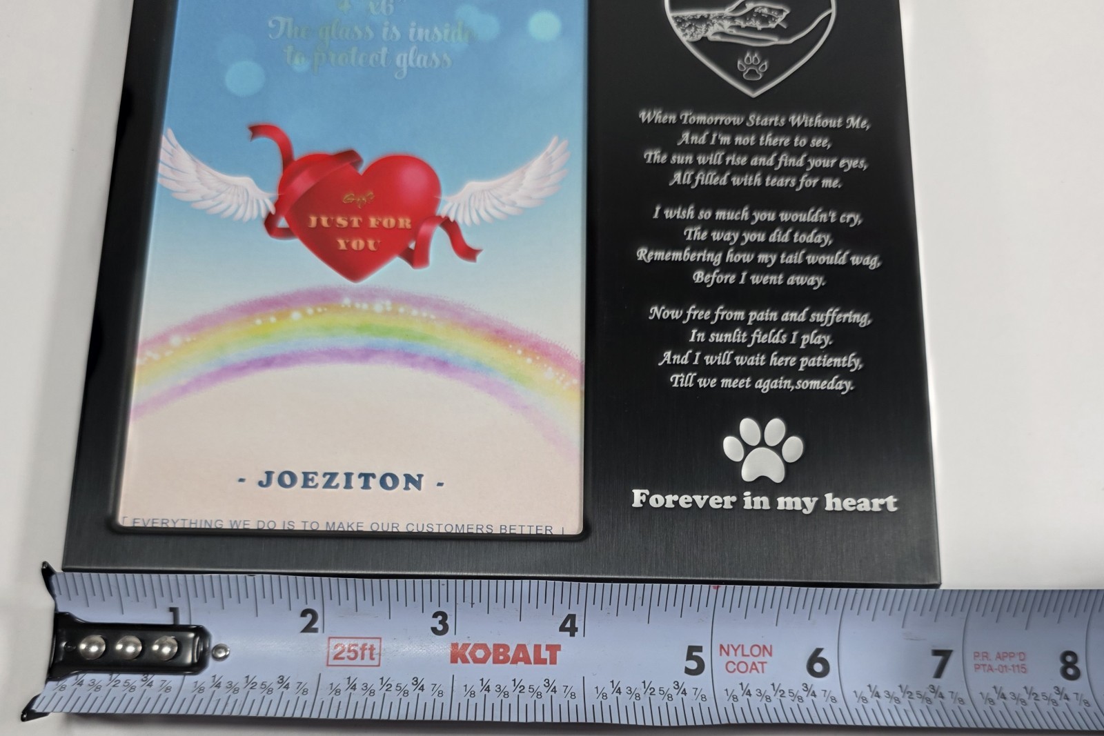 Joeziton Pet Memorial Picture Frame 4×6 Aluminum Rainbow Bridge Poem Dog Cat…