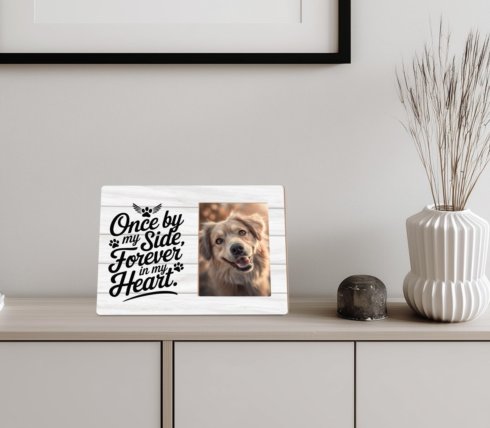 Pet Memorial Gifts for Dogs,Once by My Side Forever in My Heart,4×6 Picture F…