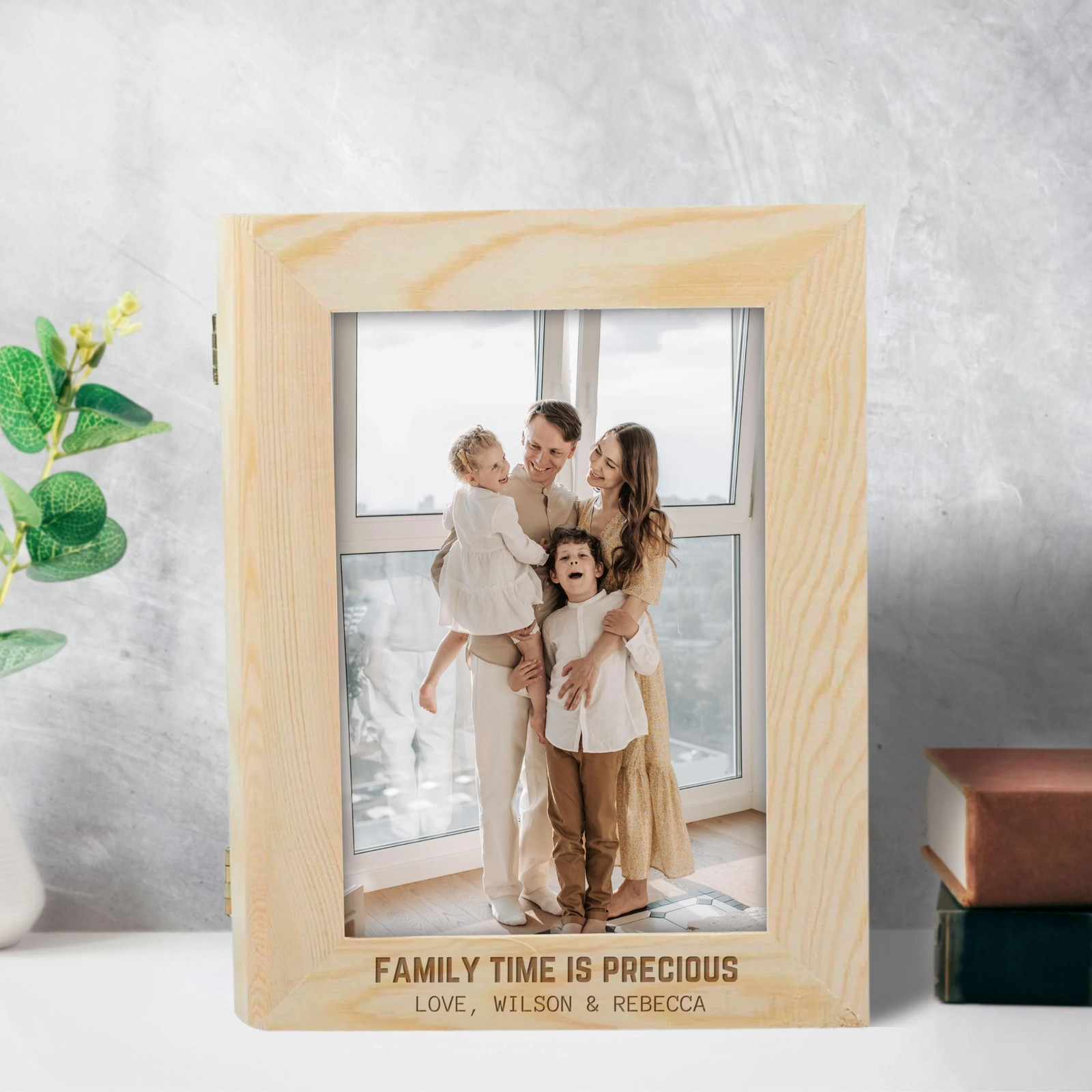 Engraved Wooden Keepsake Memory 5″x7″ Photo Frame Book Box