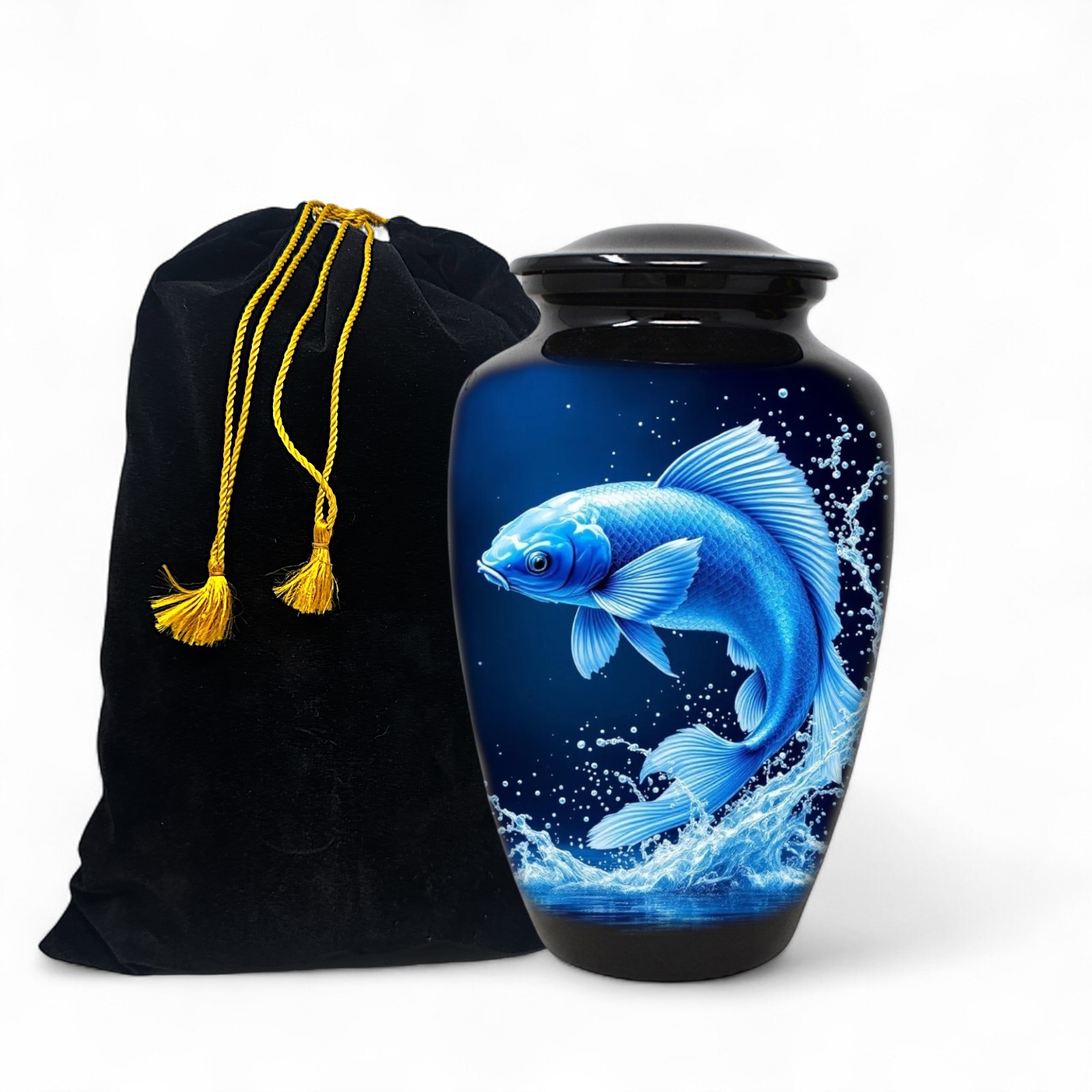 Cremation Urn for Human Ashes 190 Cu In Adult Fishing Fish Blue Ocean Memorial