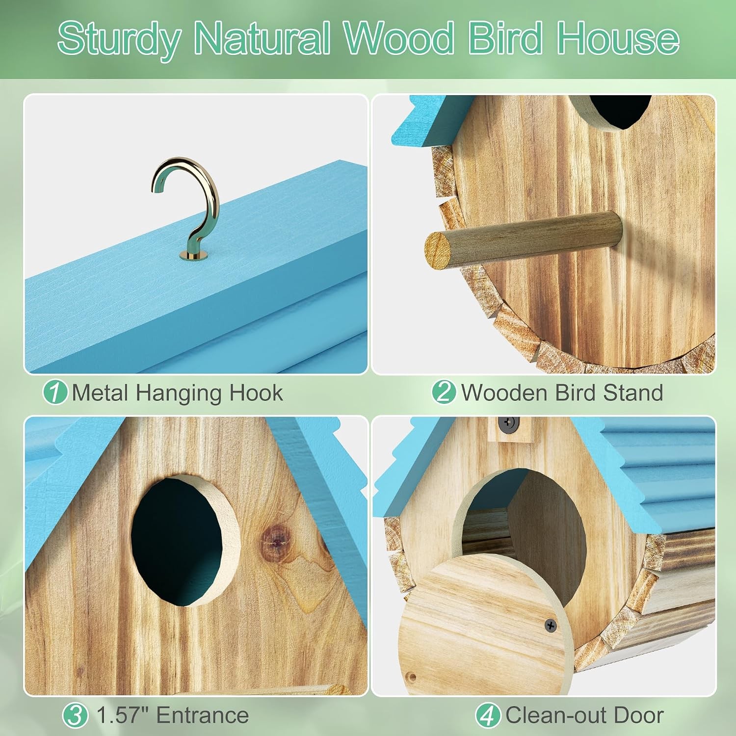 Auslar Wooden Birdhouse Hanging Garden Bluebird Cardinal