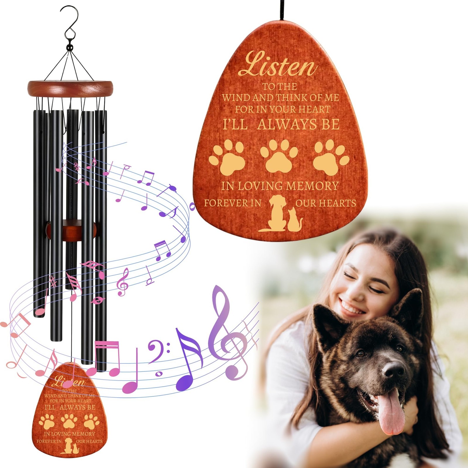 Wind Chimes for Loss of Pet Dog,Pet Dog Memorial Wind Chime – in Loving Memor…