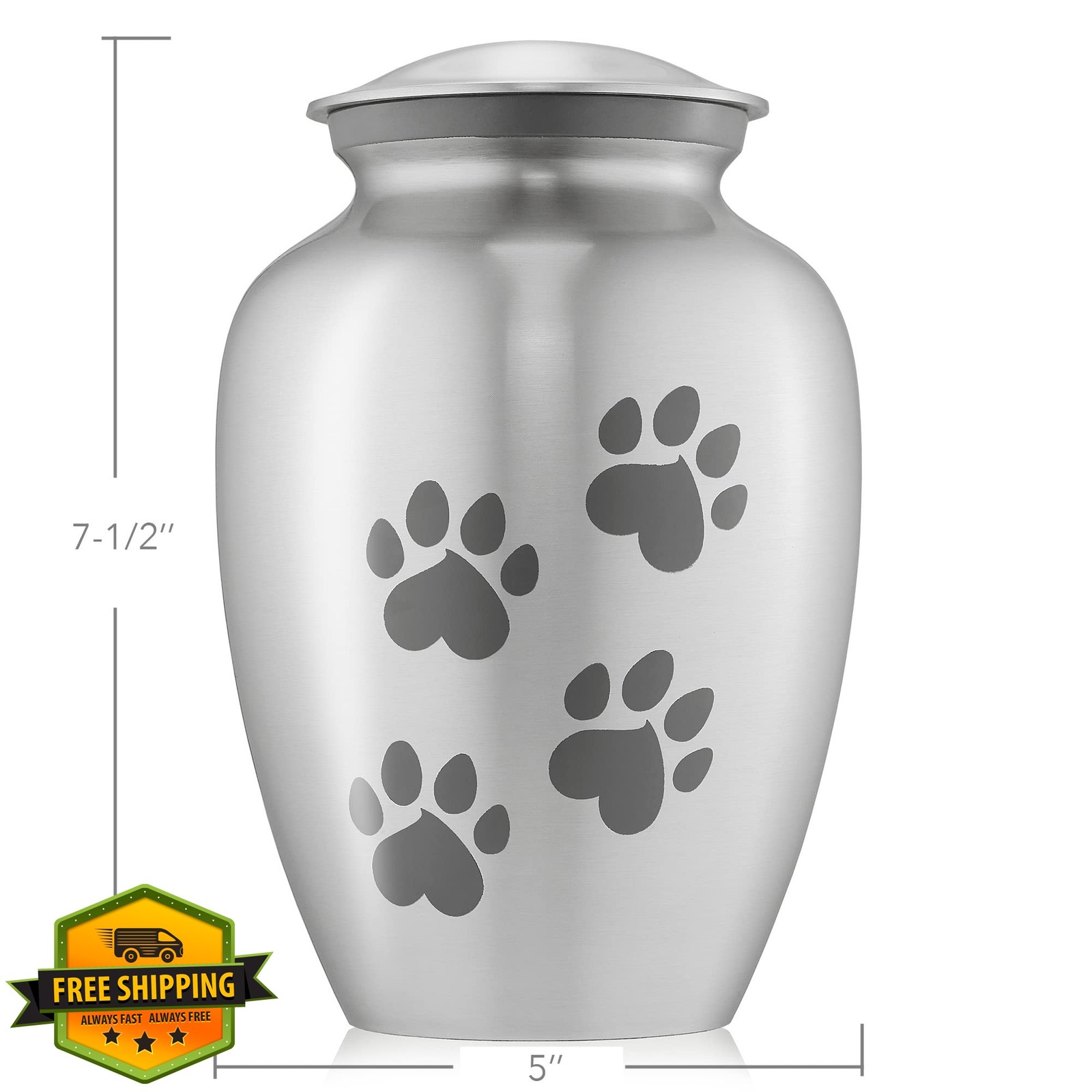 Reminded Pet Urn Silver Medium