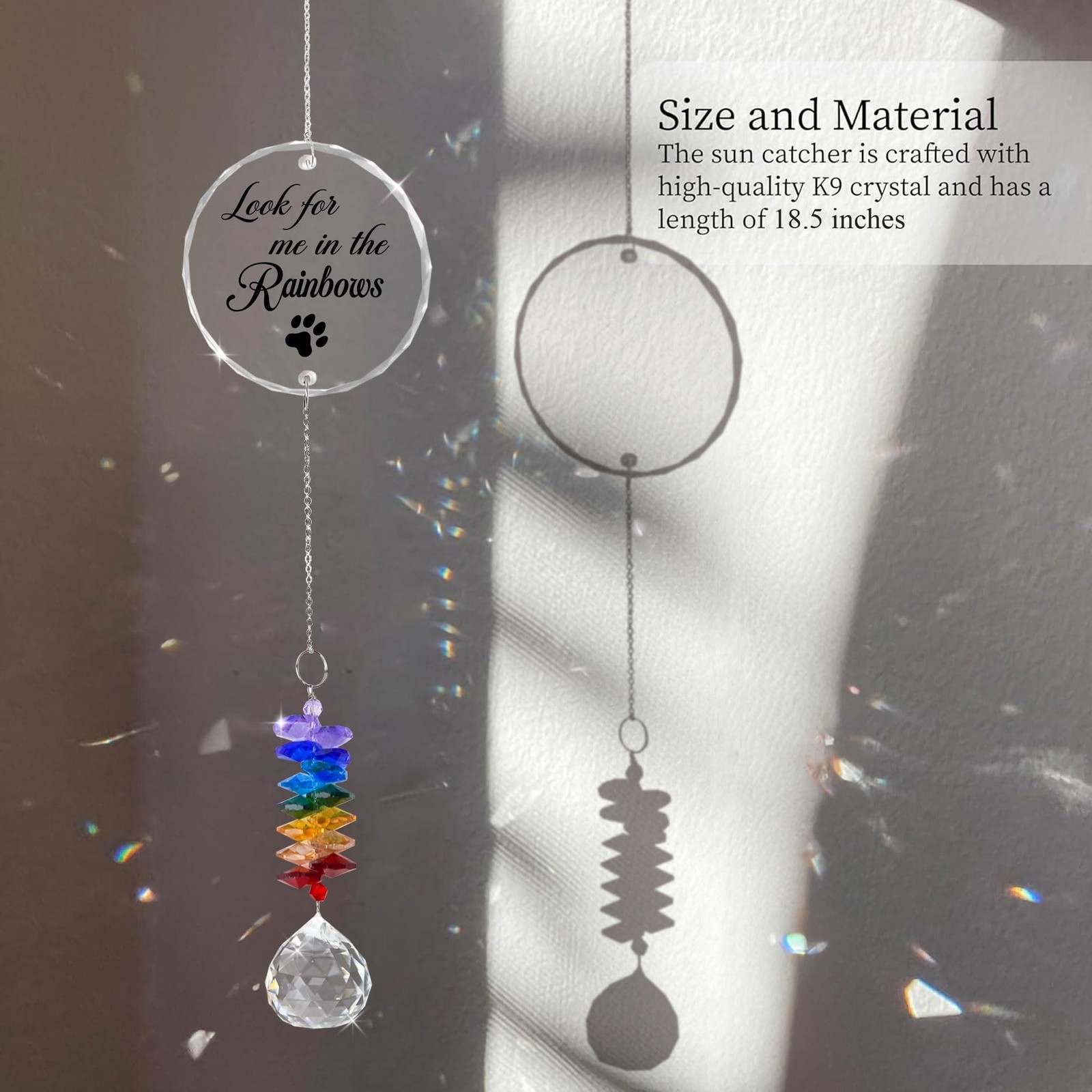 Pet Memorial Suncatcher Look for me in the Rainbows – Dog Memorial Gifts – Pe…