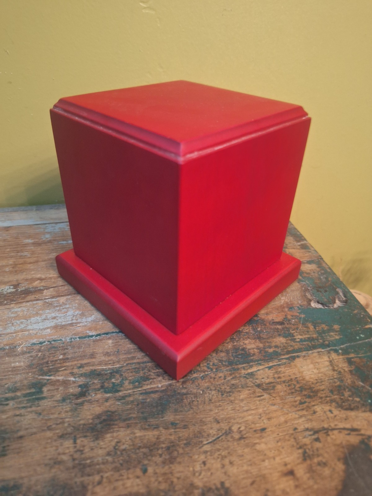 Dog Cat Animal Cremation Cherry Color Box Tower Wood Urn Ashes Keepsake 5″ X 5″