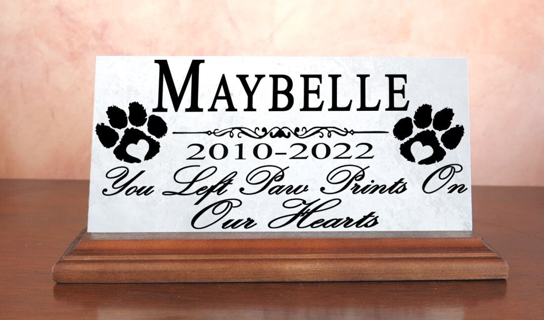 Pet Dog Memorial Stone Plaque for Shelf Or Mantel Personalized Name & Date