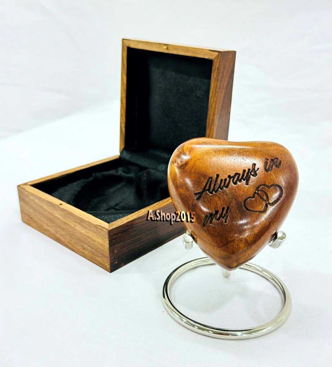 Wooden Heart Urn Keepsake Cremation Urn for Human pet Ashes Handcrafted Urn