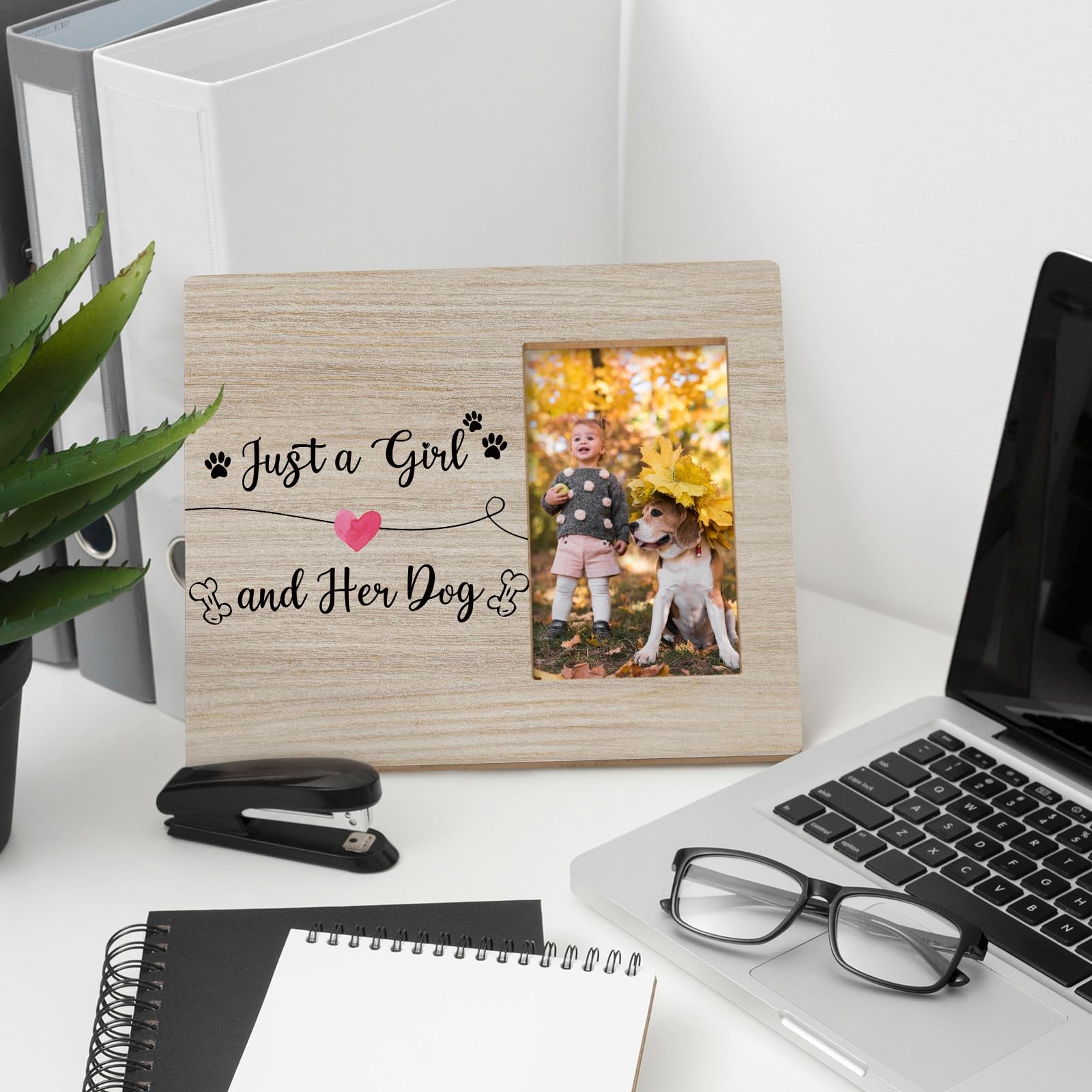DIENADFX Dog Memorial Picture Frame Wood Tabletop 4×6 Inch Photo Frame