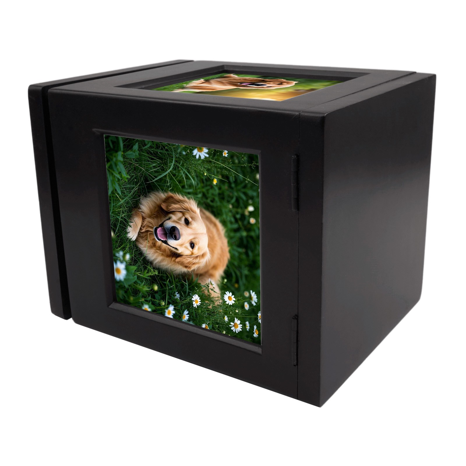5.7*5.7in 360° Solid Wood Picture Frame Urn With Claw Print Kit For Dogs&Cats