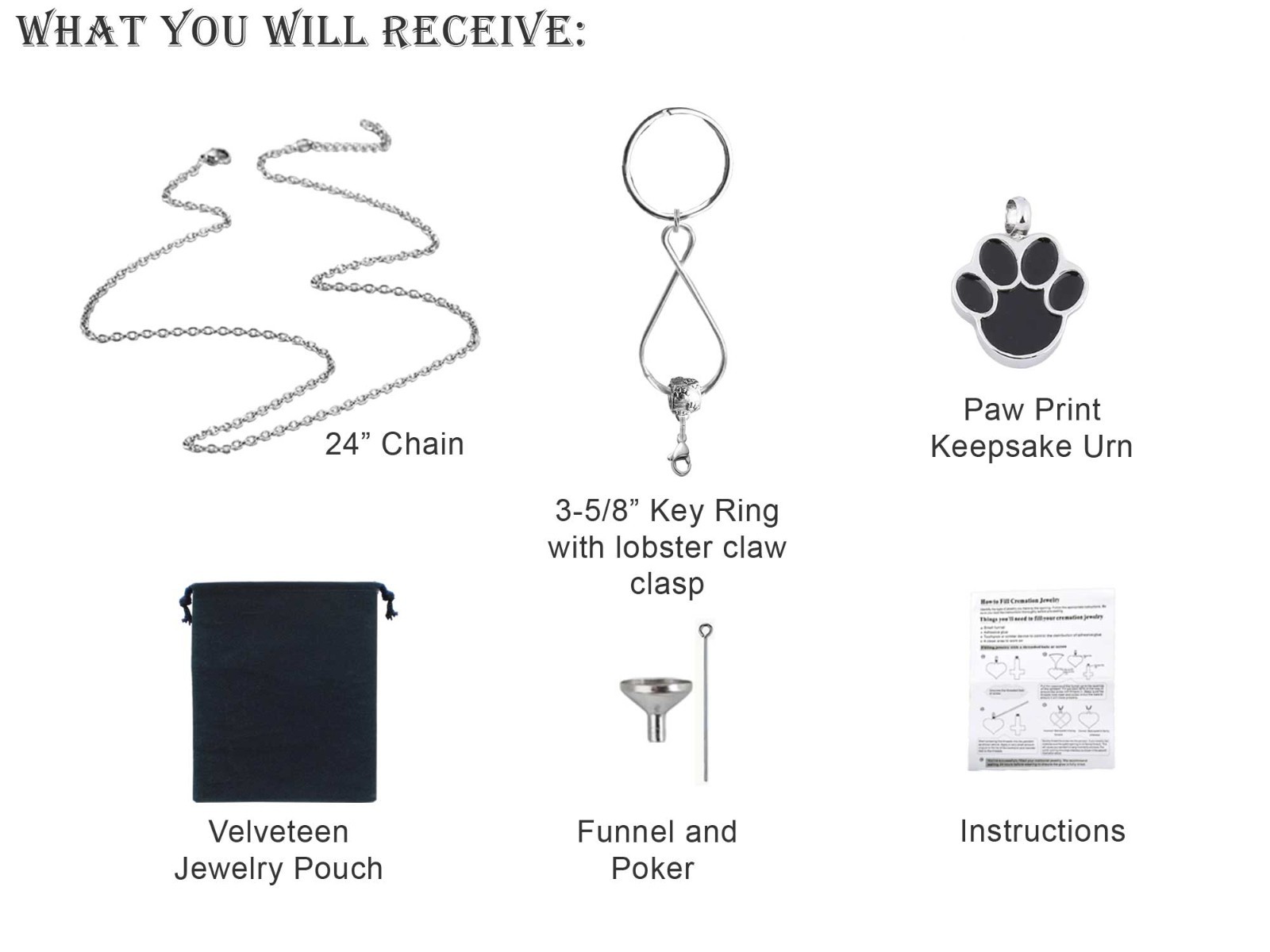 Paw Print Pet Keepsake Urn Interchangeable Necklace or Key Ring Dog Cat Memorial