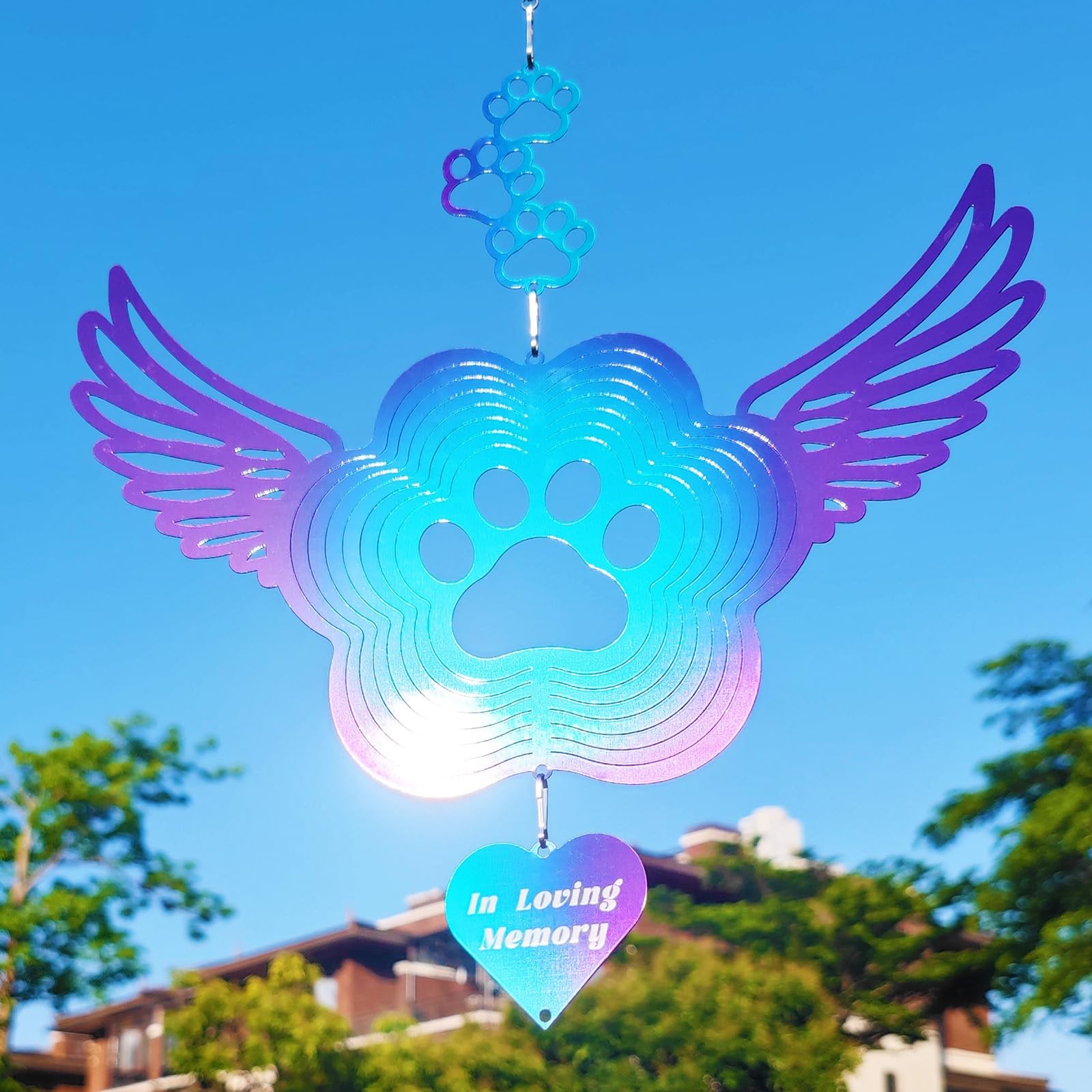 Pet Memorial Wind Spinners, Cat Memorial Gifts,Stainless Steel Angel Wings Pe…