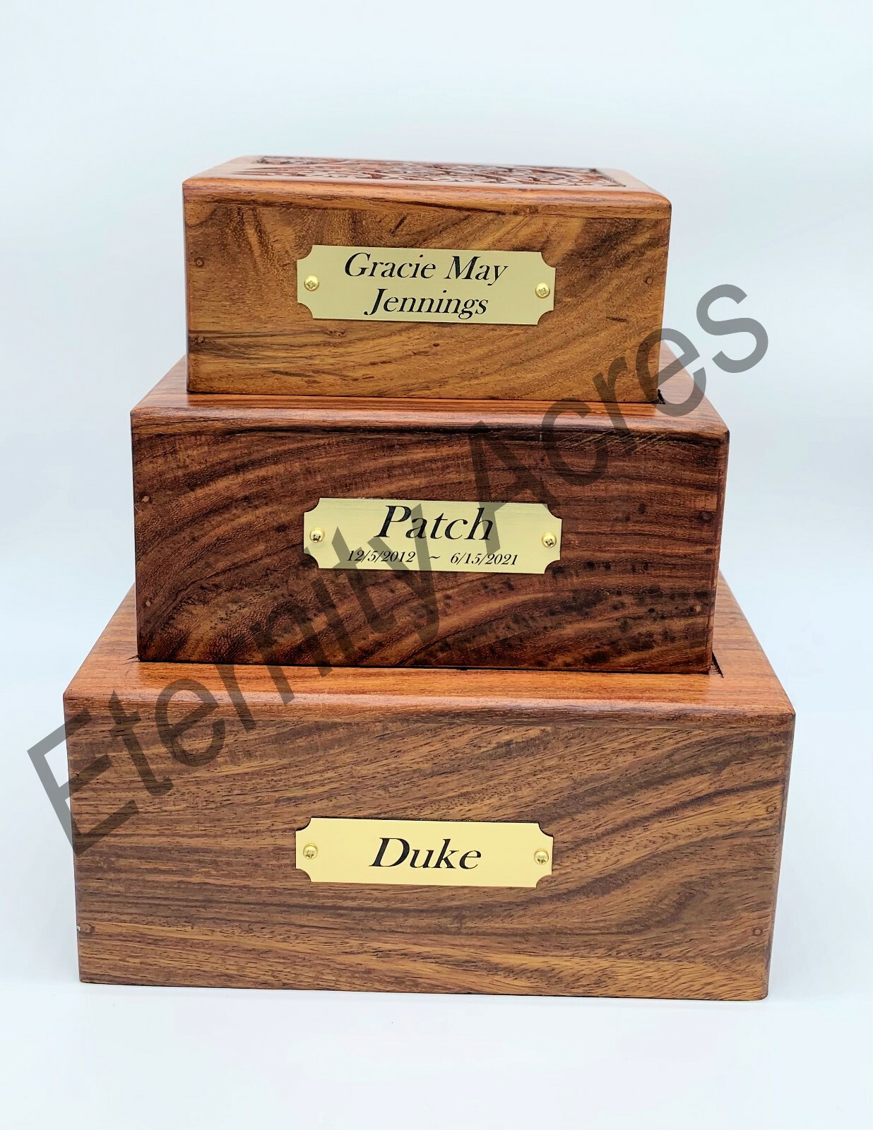 Memorial Wood Pet Cat or Dog Urn With Custom Plate Engraving