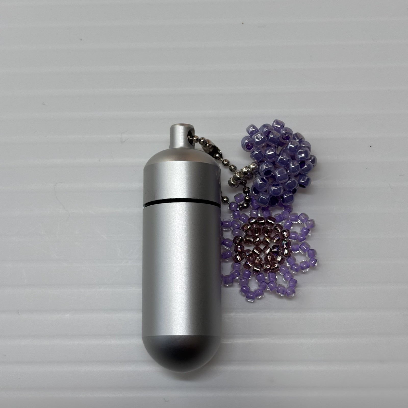 Cremation Ashes Keychain – Cremation Keepsake(purple flowers and heart)