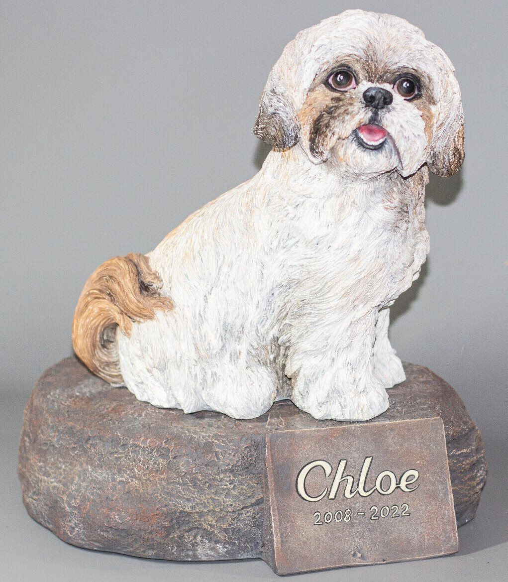 Unique Pet Memorial Tombstone Marker Shih Tzu Cremation Urn Dog Loss Grave Decor