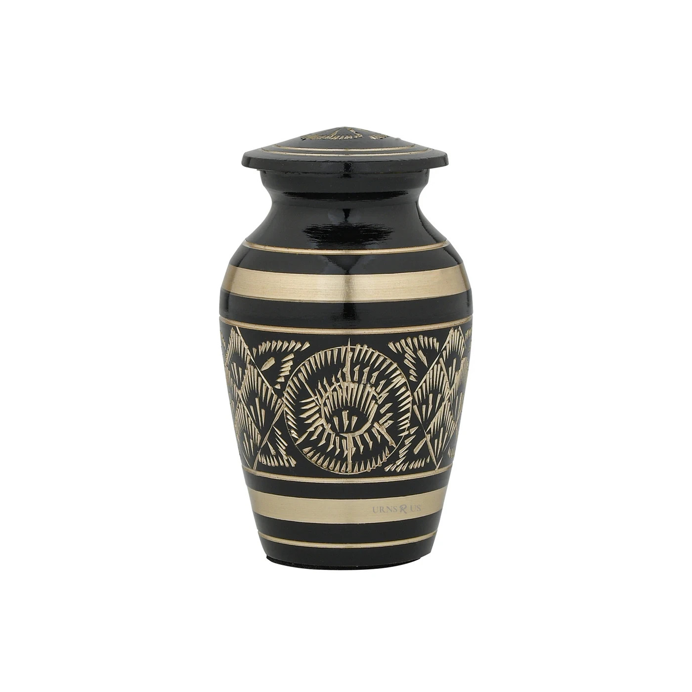 Black & Gold Brass Cremation Keepsake Urn for Sale
