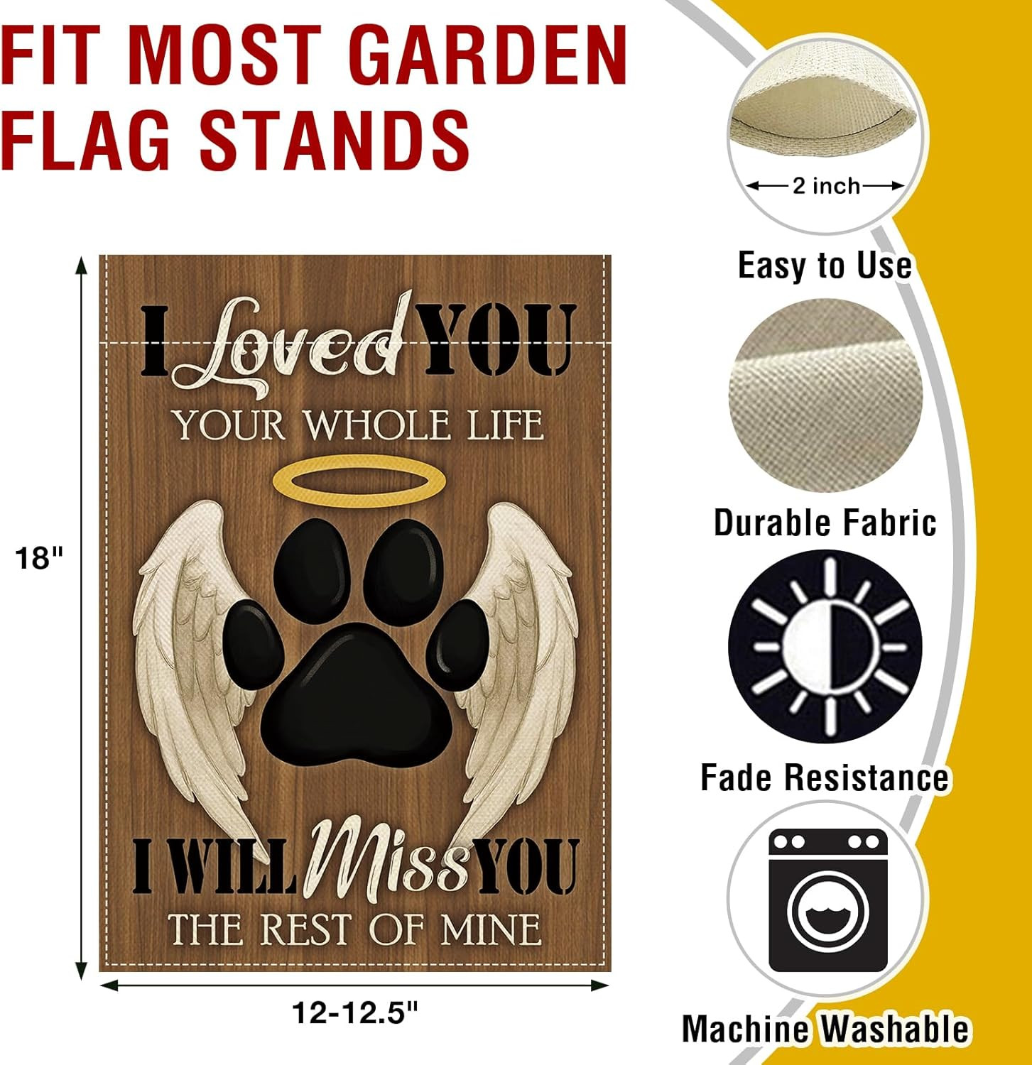 Pet Memorial Small Decorative Garden Flag, Dog Cat Paw Prints Miss Paw Print-2